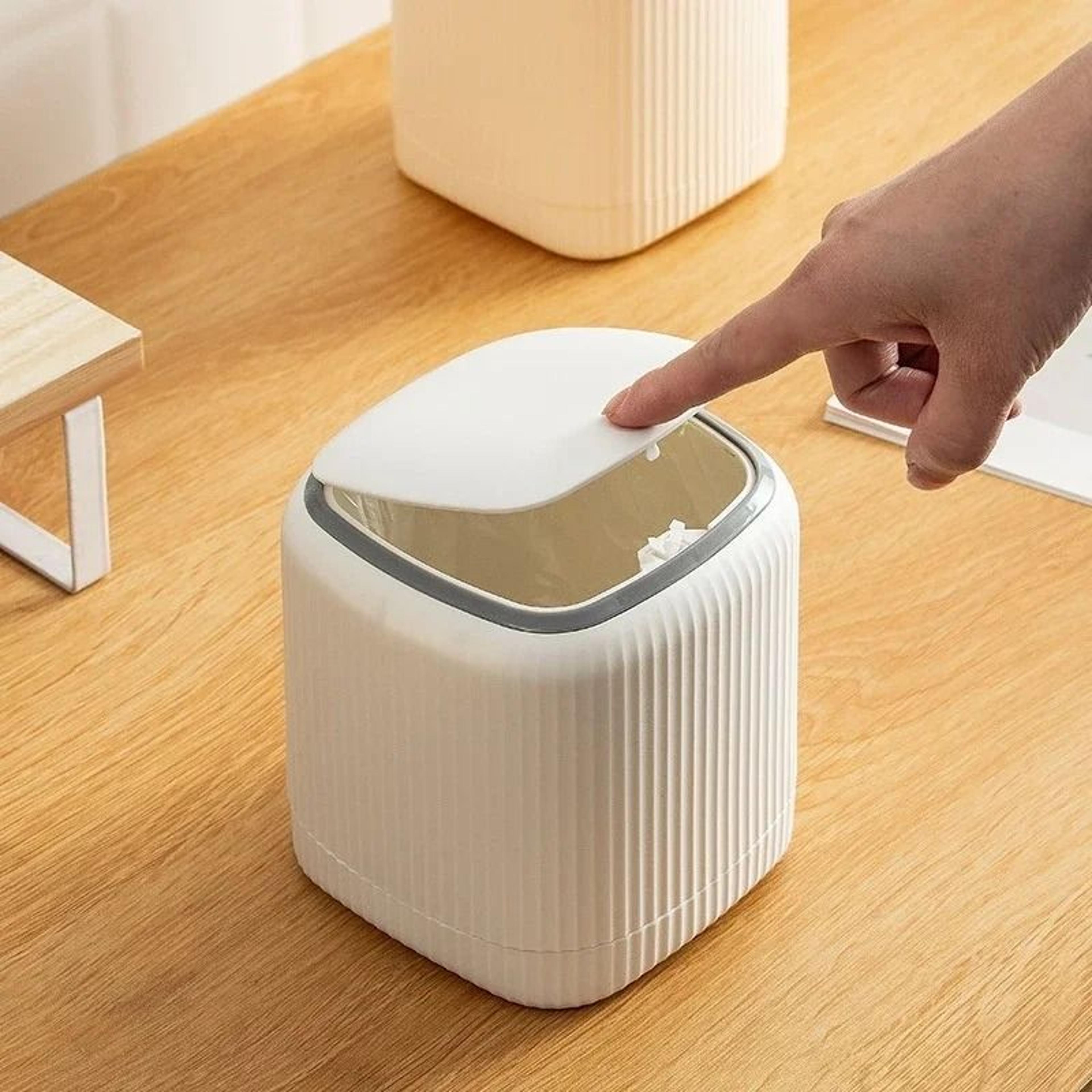 Keep Your Workspace Neat And Efficient With This Double Barrel Desktop Trash Can With Lid Featuring 1