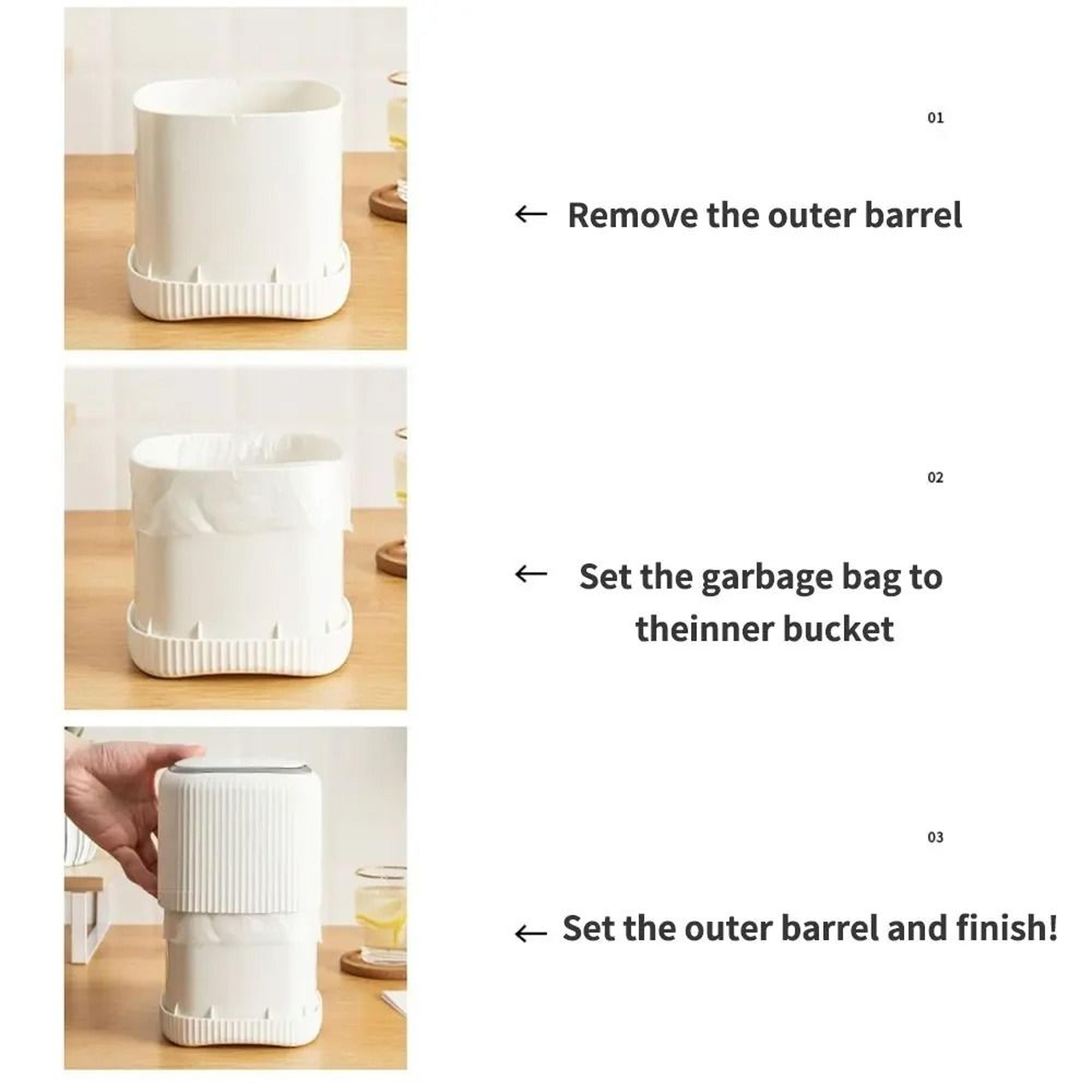 Keep Your Workspace Neat And Efficient With This Double Barrel Desktop Trash Can With Lid Featuring 4