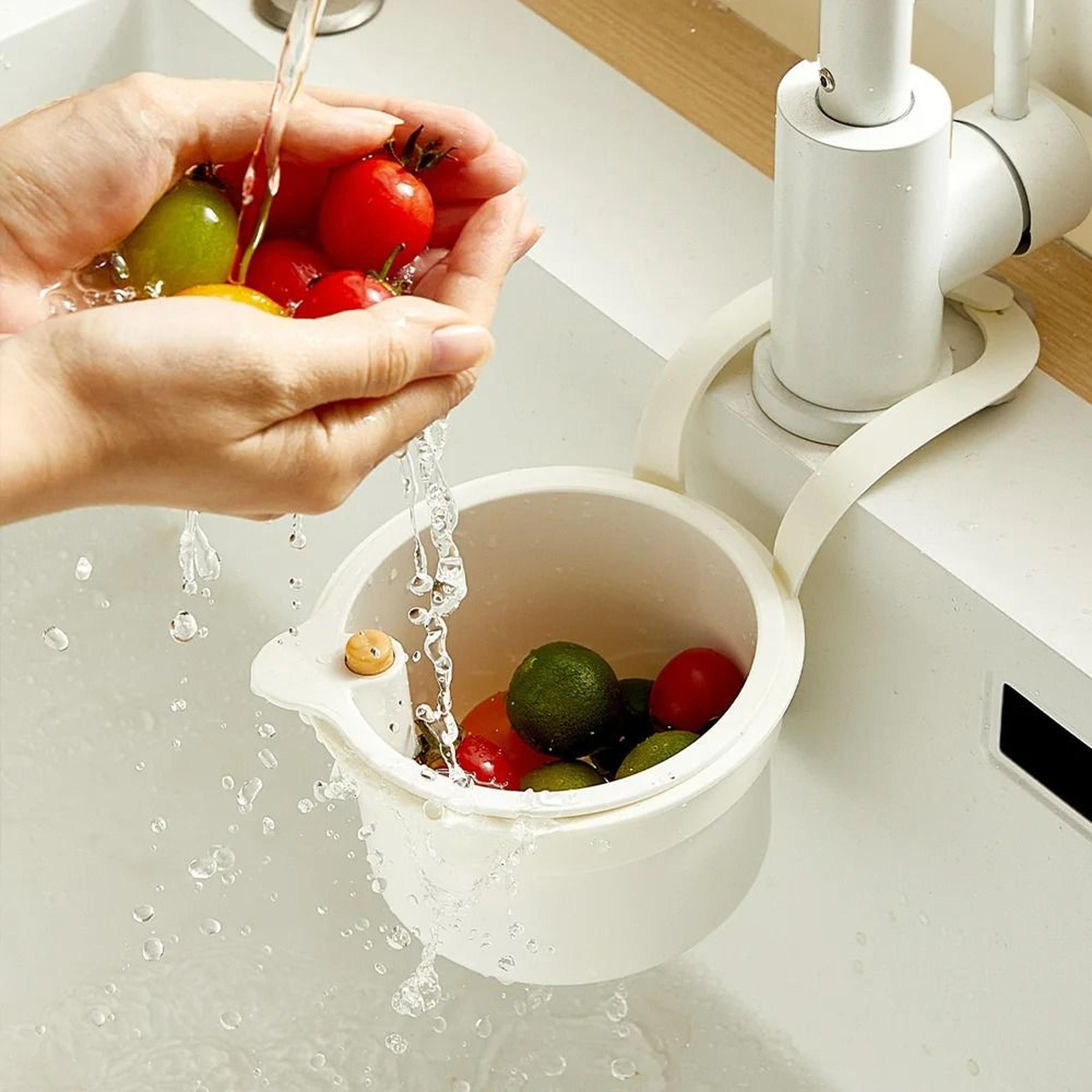 Sink Hanging Strainer Basket With Openable Bottom Cover 2