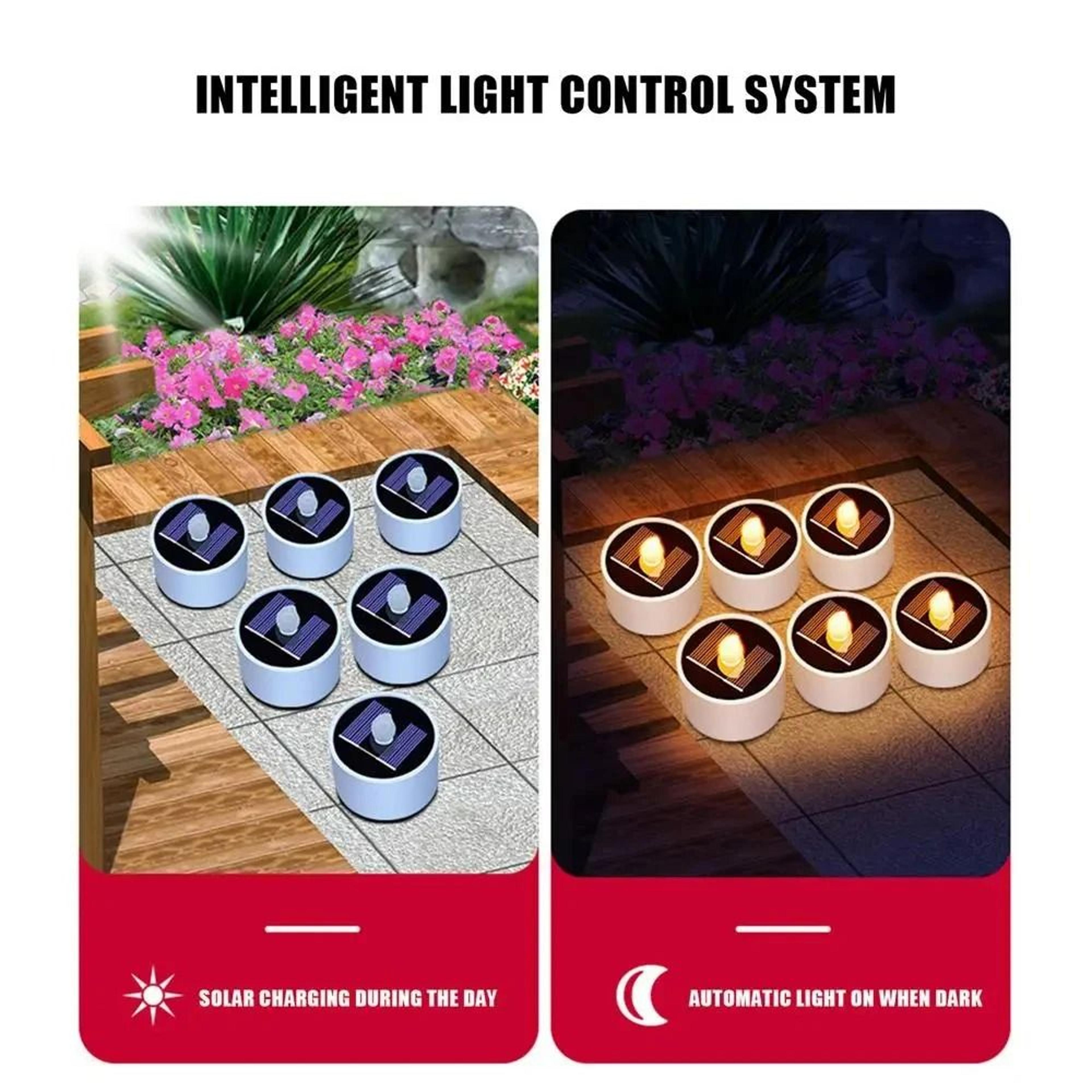 Solar Tea Light LED Candles Waterproof Outdoor Set 4