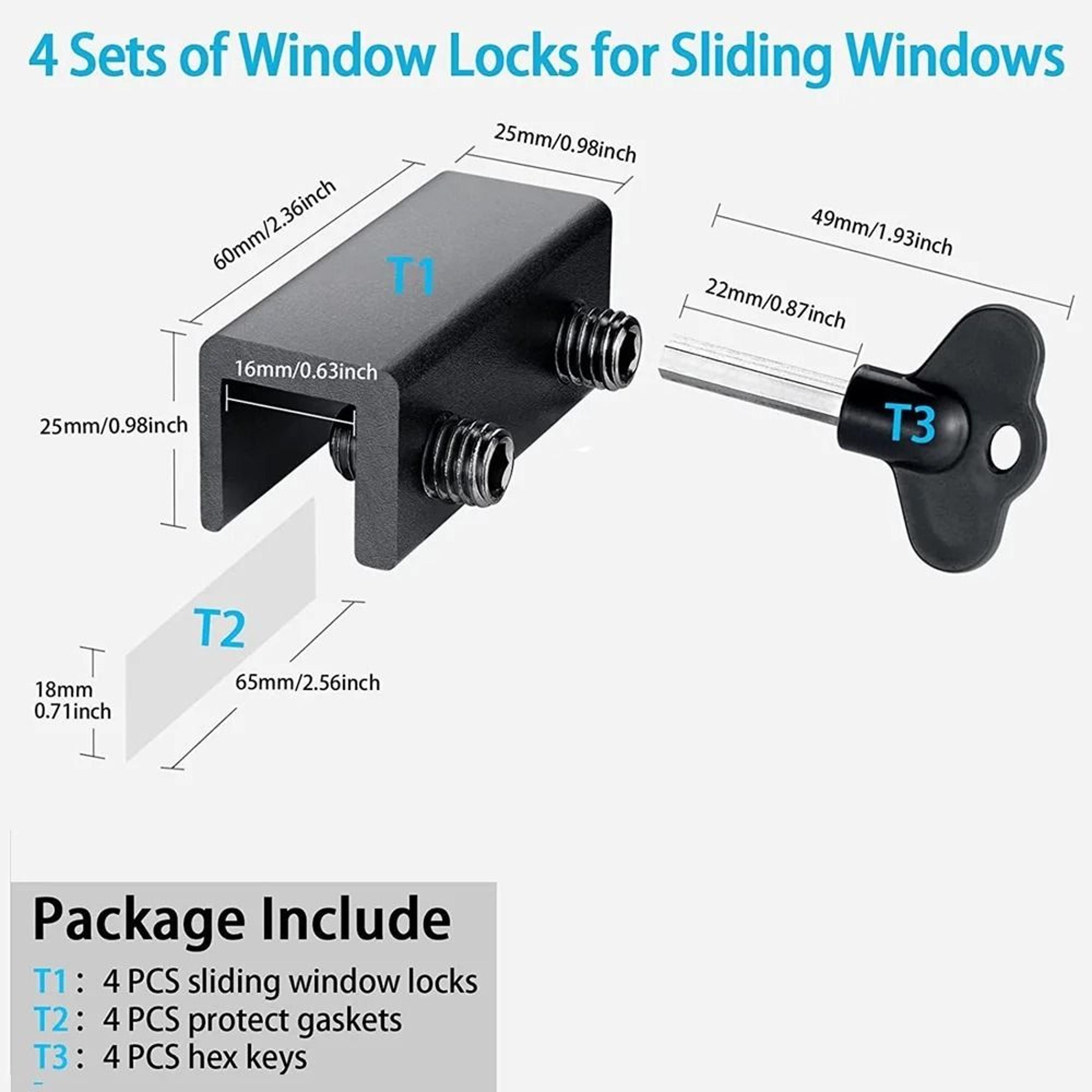 Adjustable Aluminum Window Lock No Drill Install 1