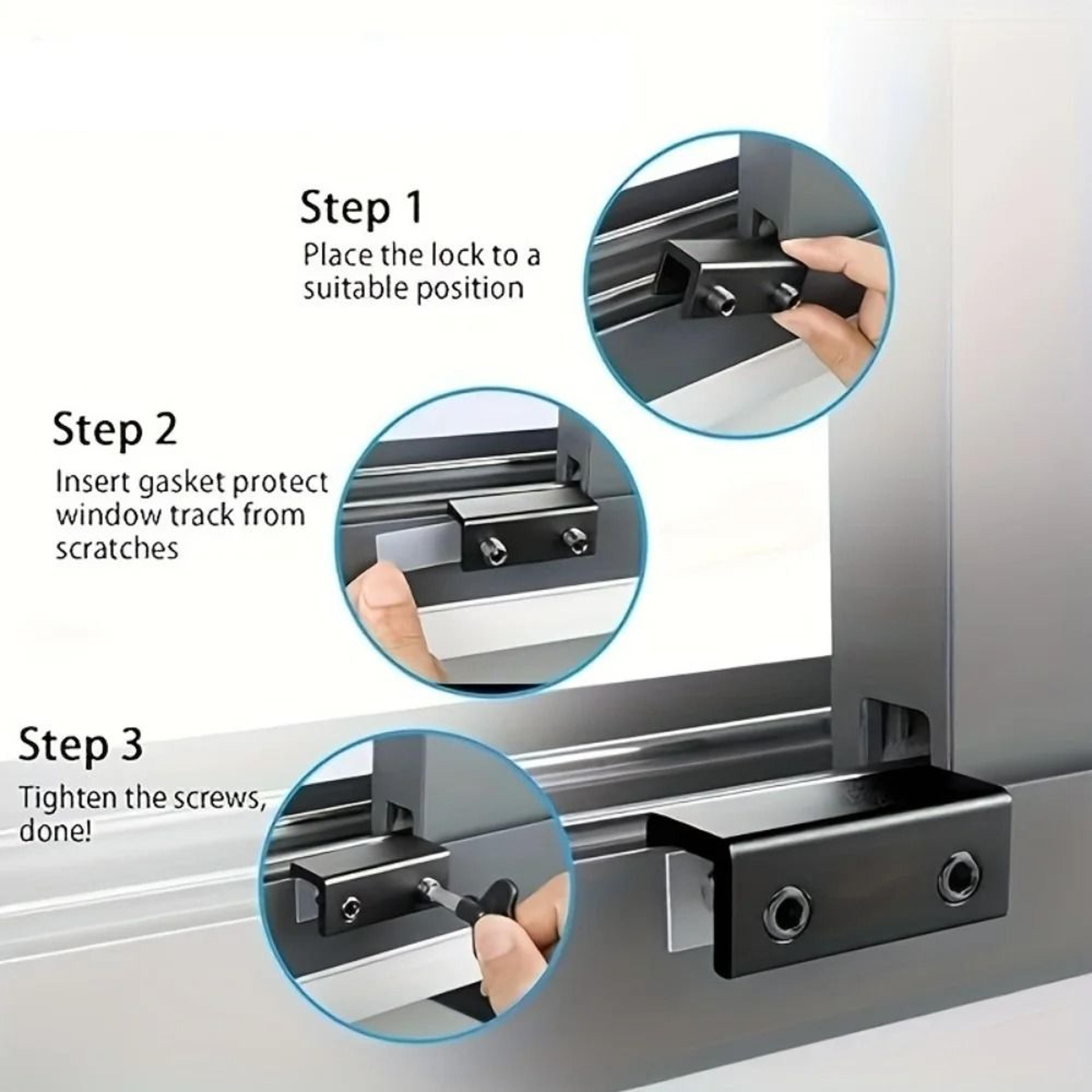 Adjustable Aluminum Window Lock No Drill Install 4