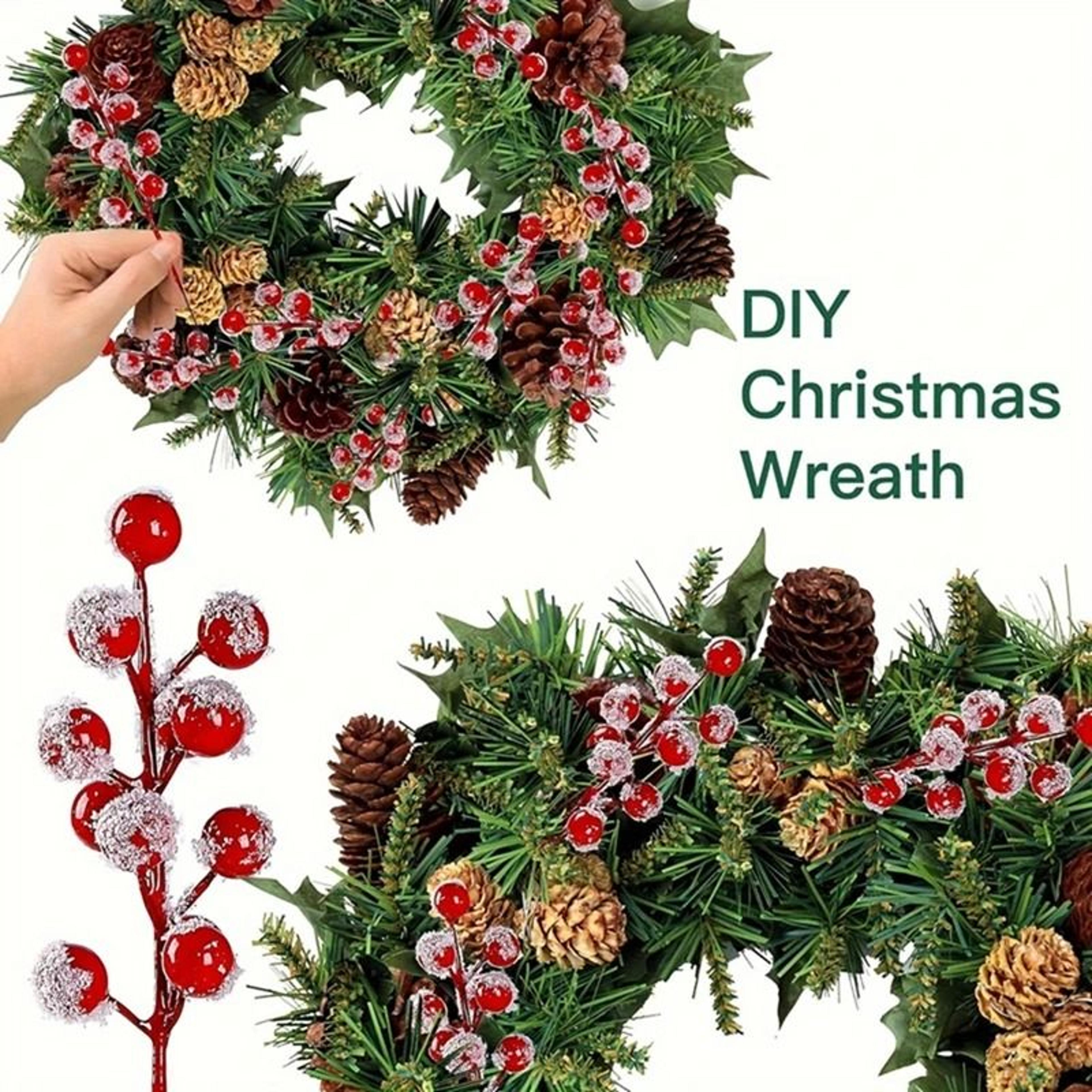 5 Or 10 Piece Christmas Snowflake Red Berry Branch Decorations 4