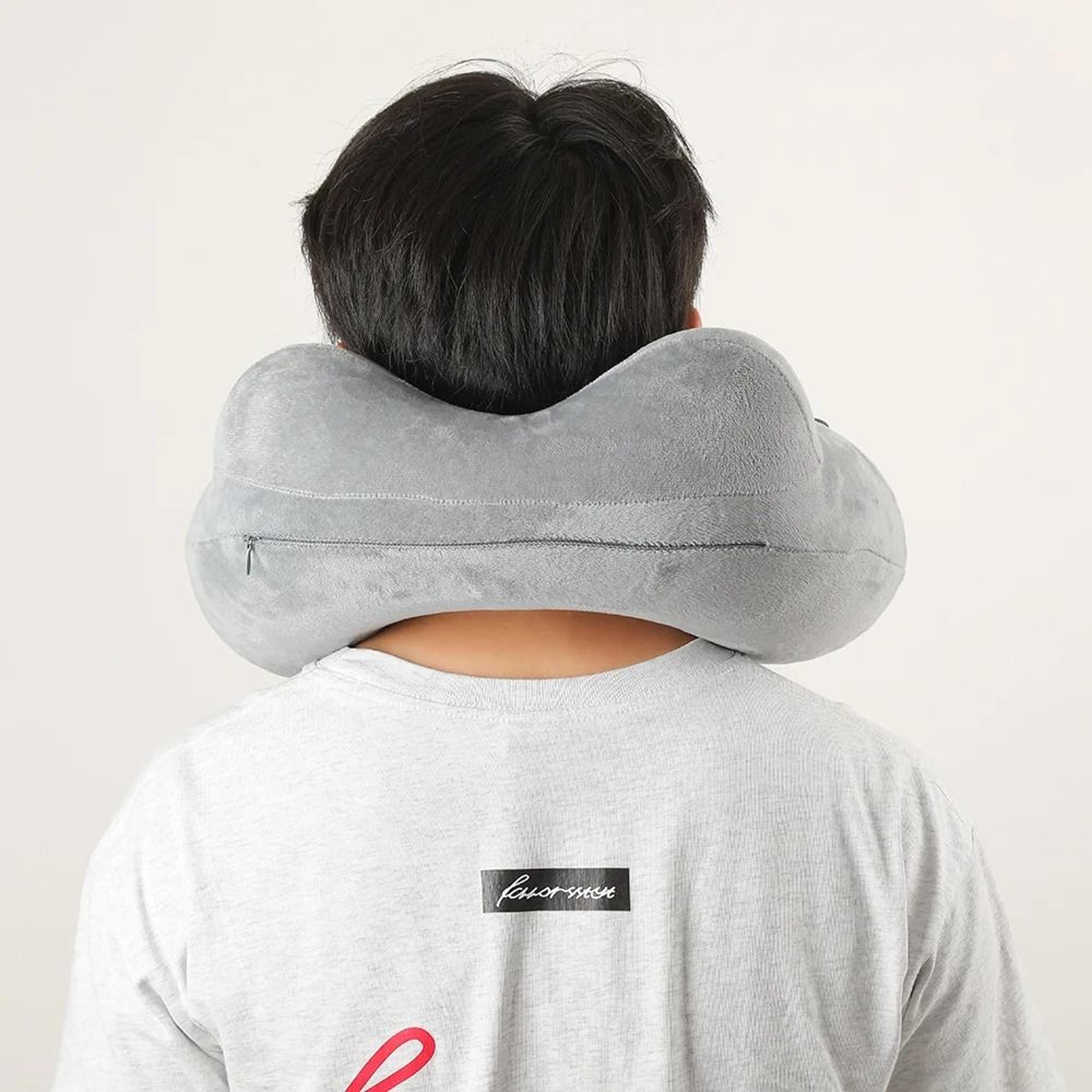 Portable Inflatable Neck Pillow With Detachable Cover For Travel Camping And Business 2