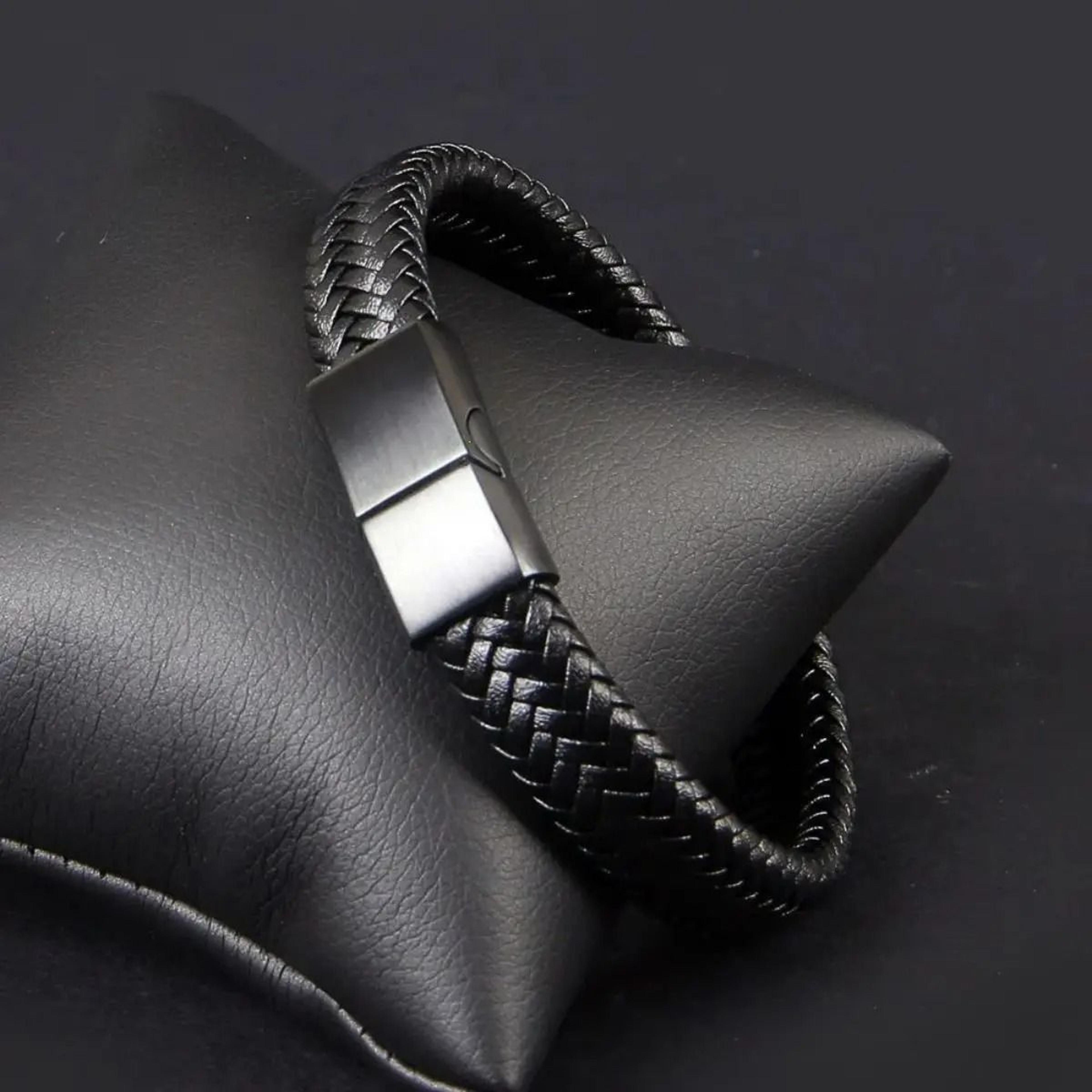 Retro Leather Open Bangle Woven Hand Rope Bracelet For Men 3