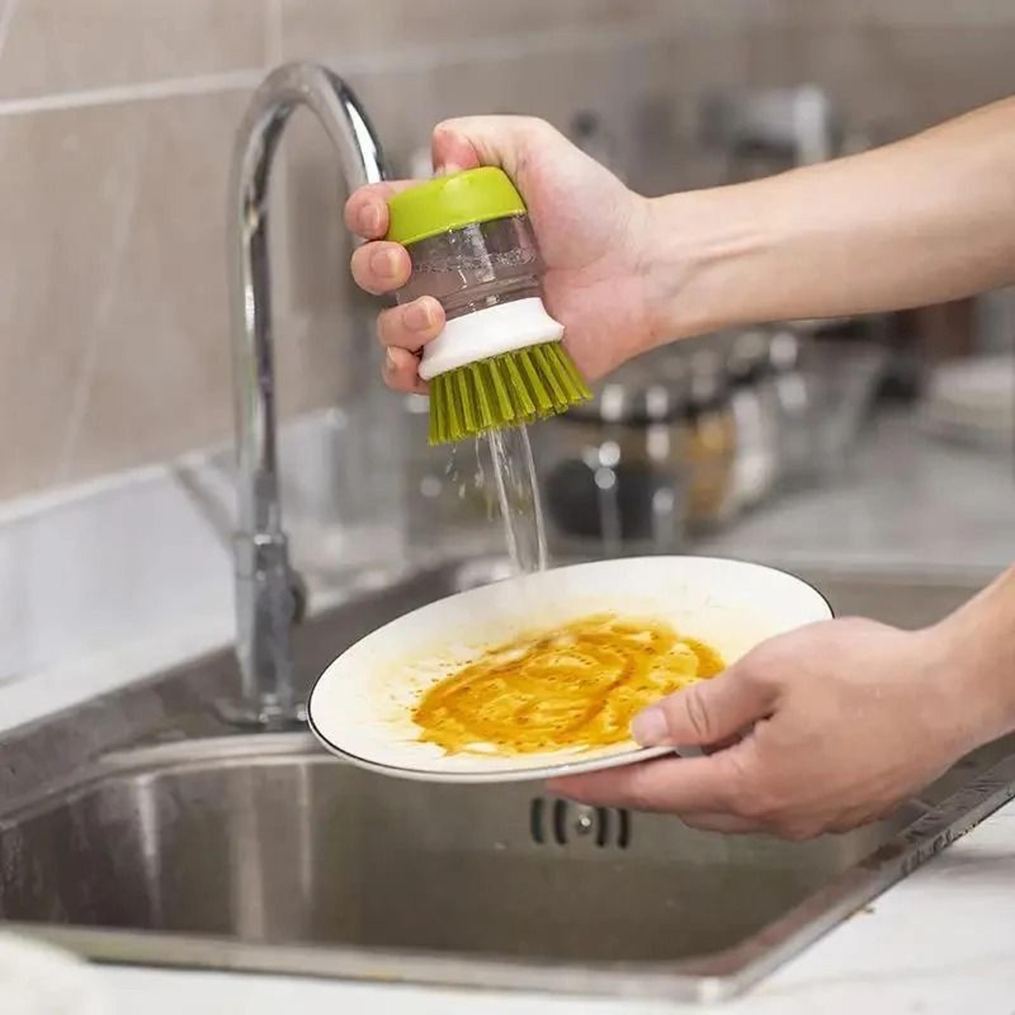 Dish Brush With BuiltIn Soap Dispenser For Household Cleaning 1