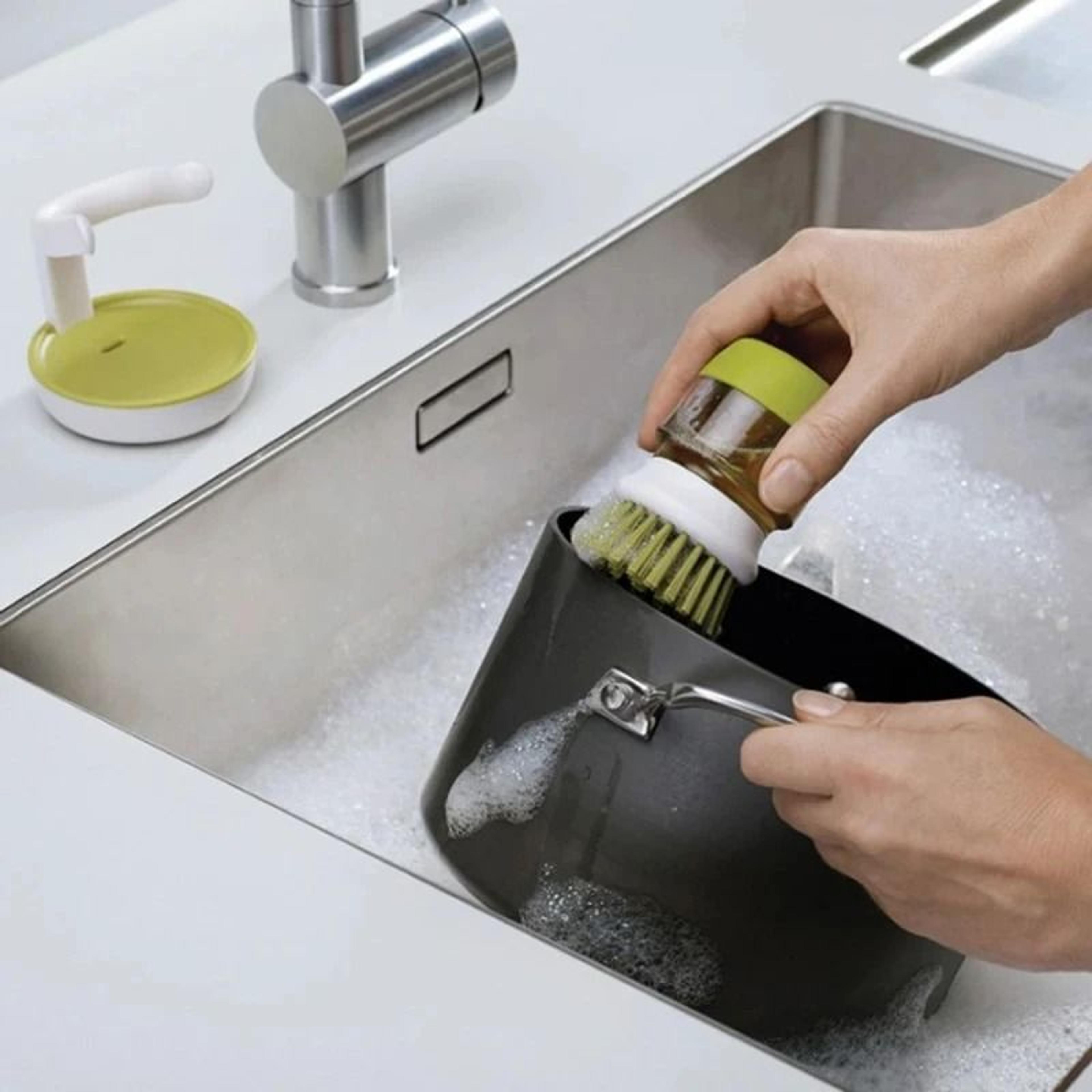 Dish Brush With BuiltIn Soap Dispenser For Household Cleaning 2