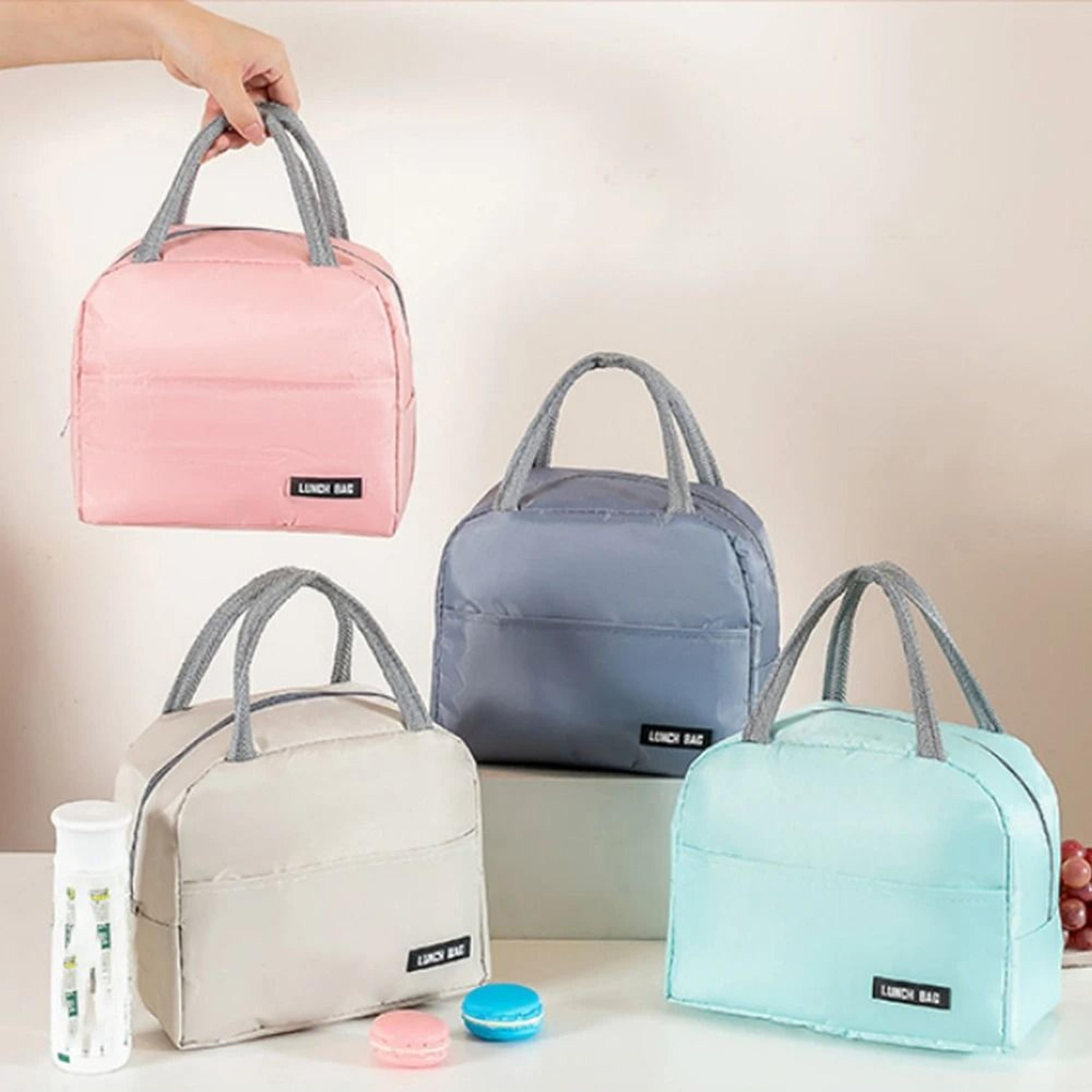 Solid Color Twill Bento Bag Portable Thermal Lunch Bag 4