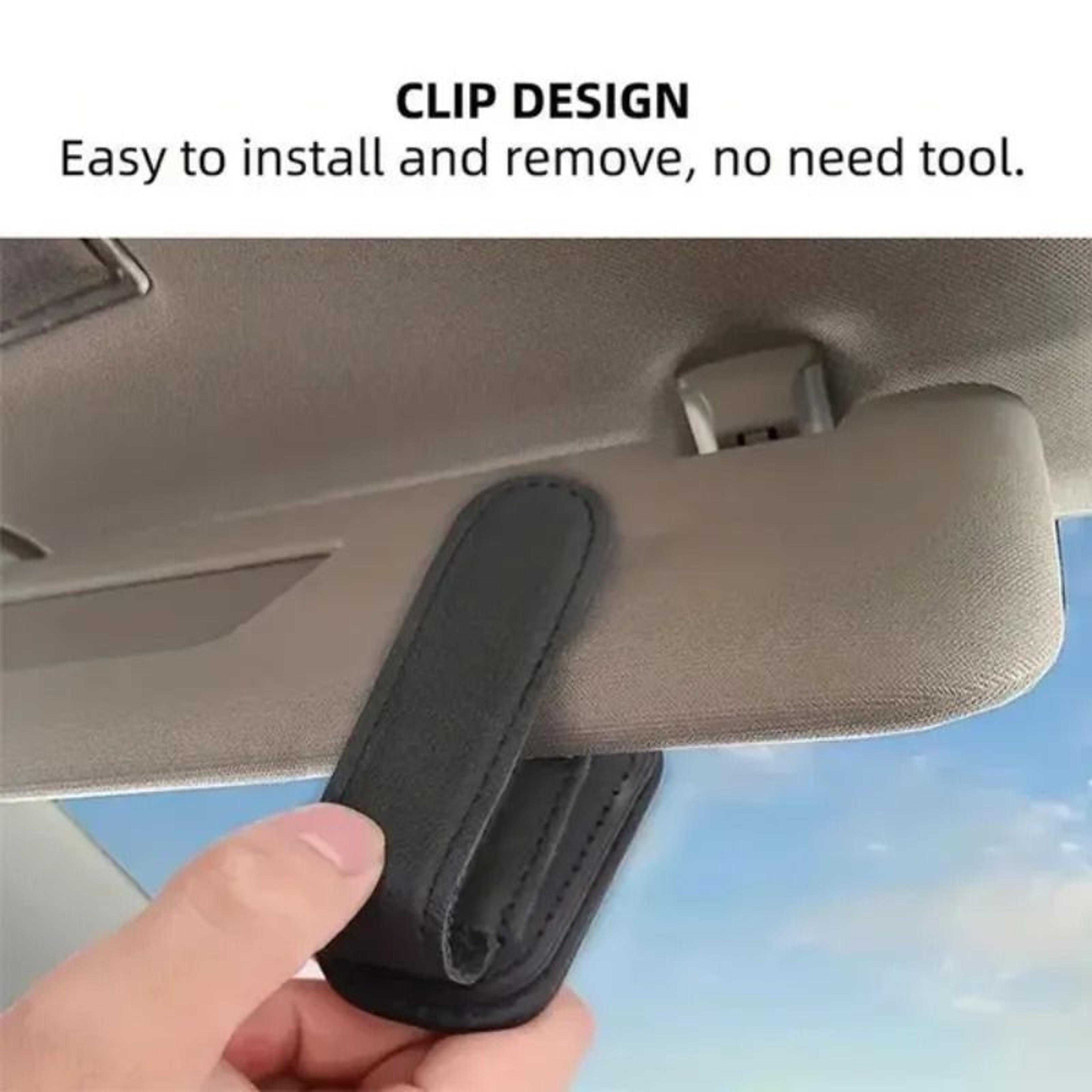Car Sun Visor Glasses Case And Ticket Card Clip  Auto Interior Organizer 4