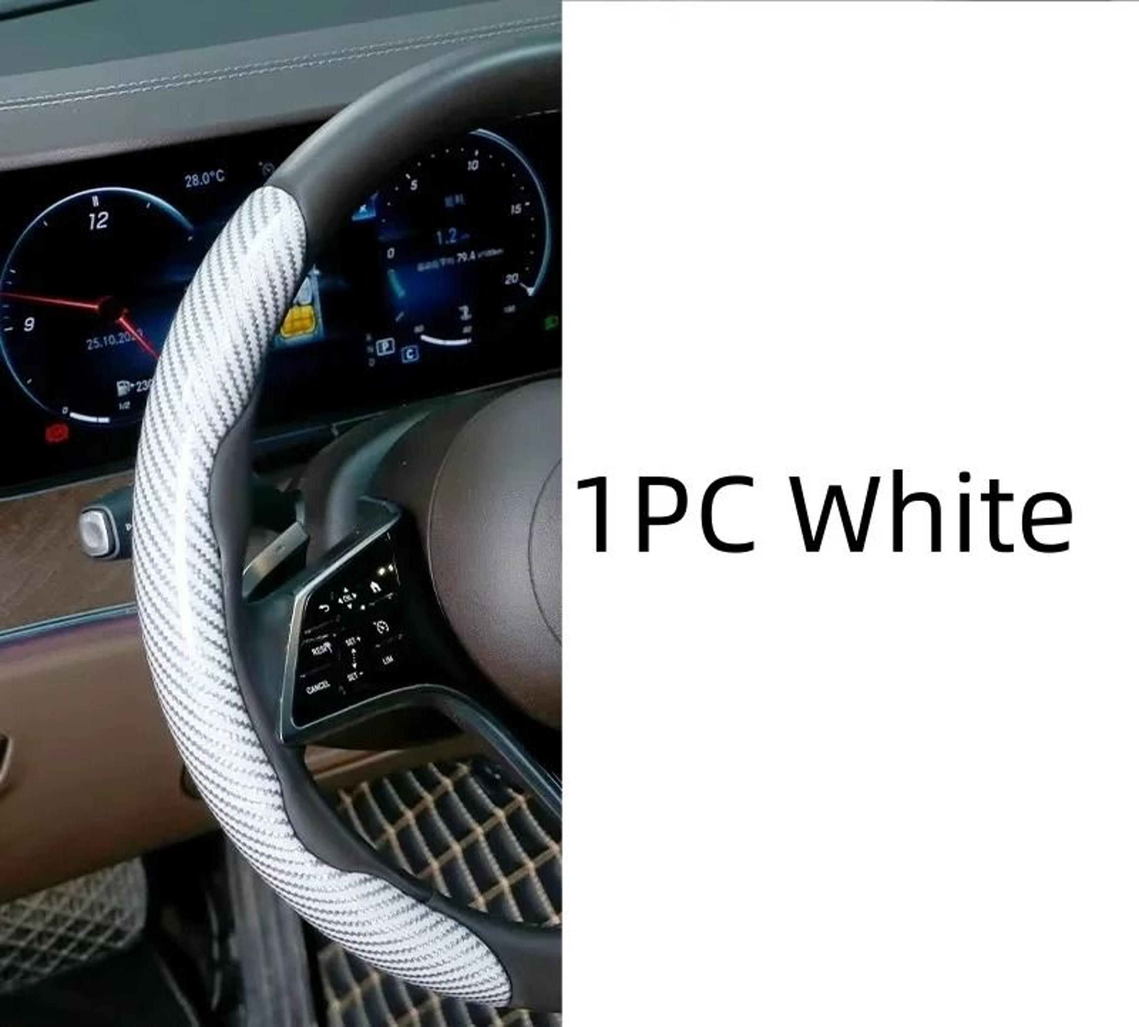 Microfiber Leather Steering Wheel Cover With Carbon Fiber Look 6