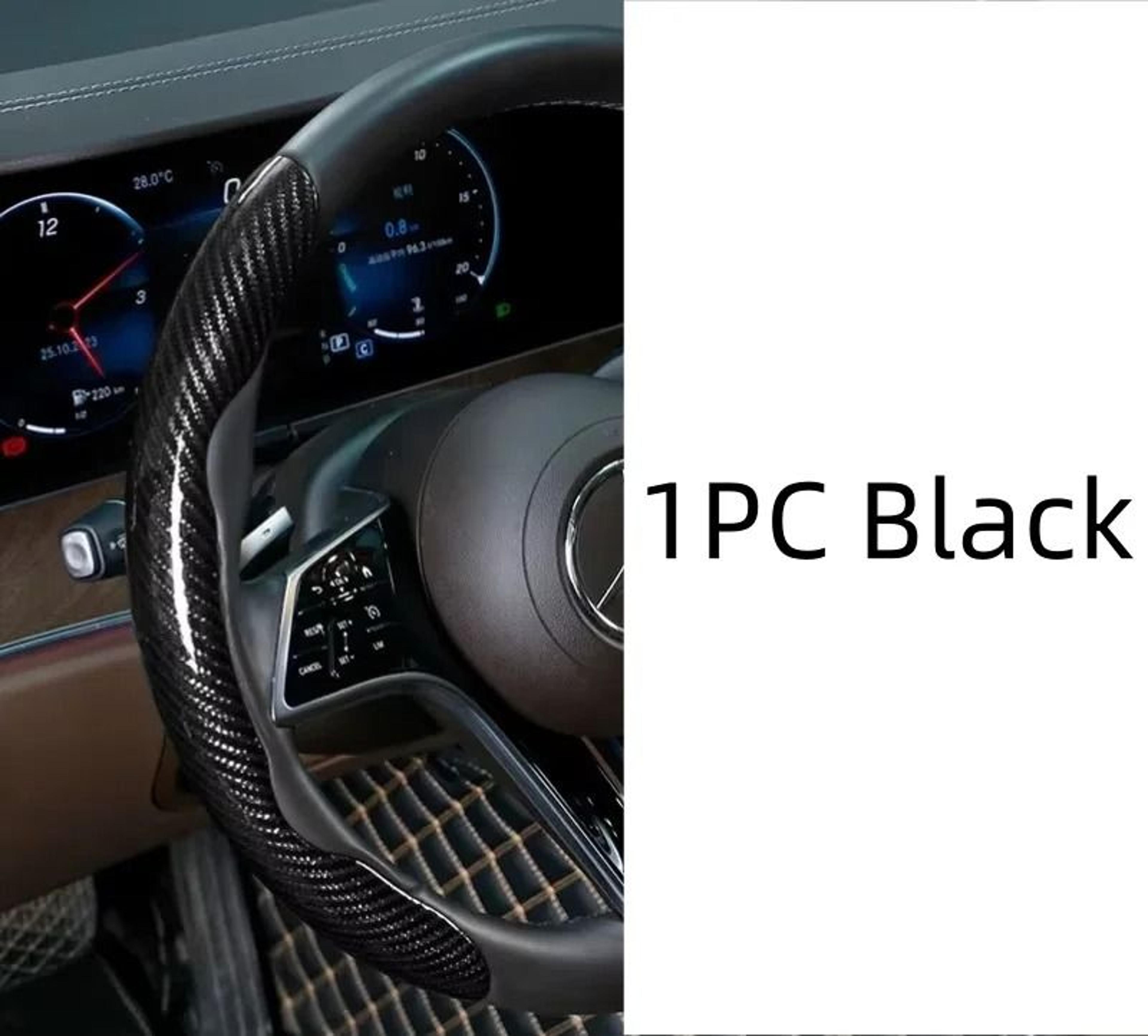 Microfiber Leather Steering Wheel Cover With Carbon Fiber Look 7
