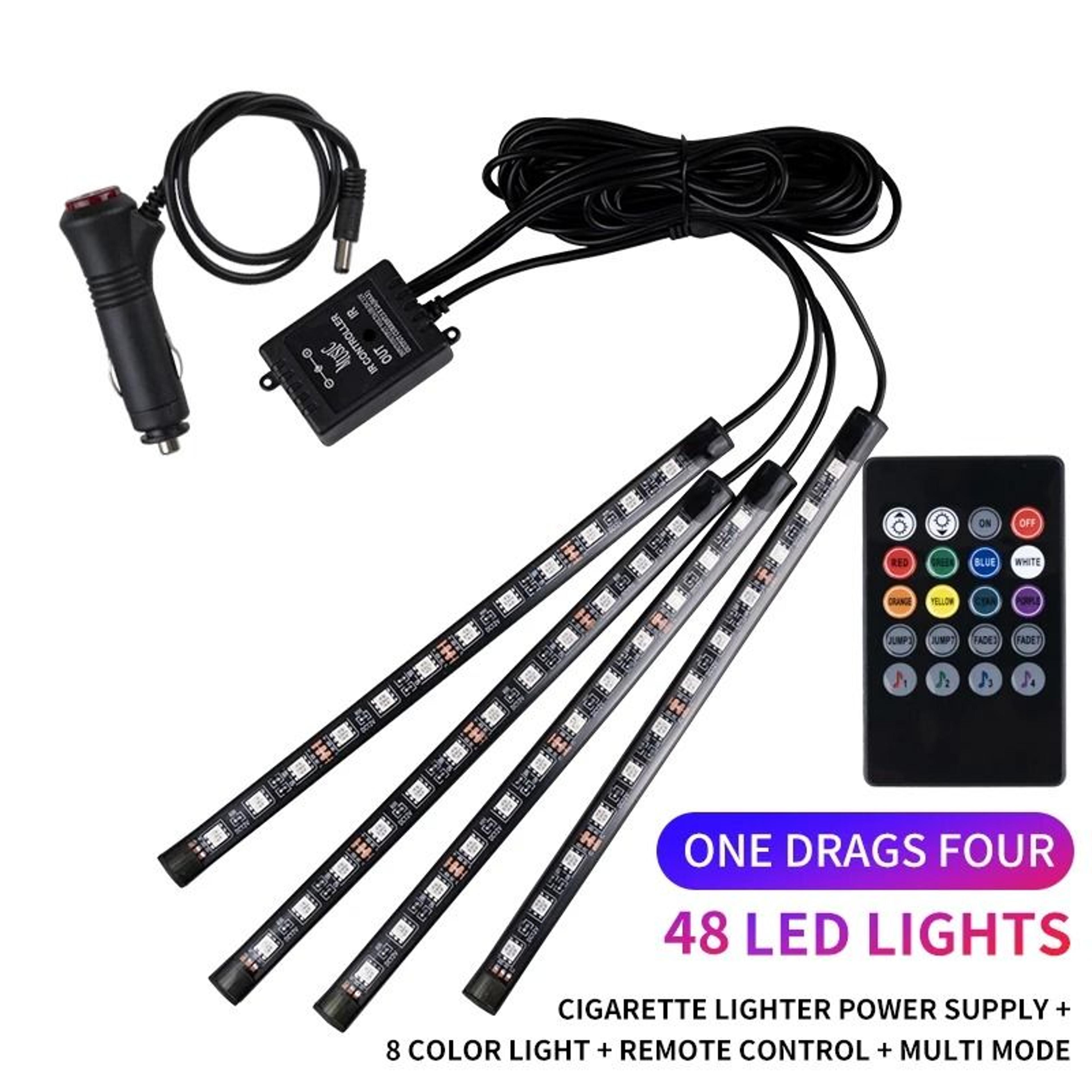 RGB Neon LED Car Interior Ambient Light Kit With App And Remote Control 10