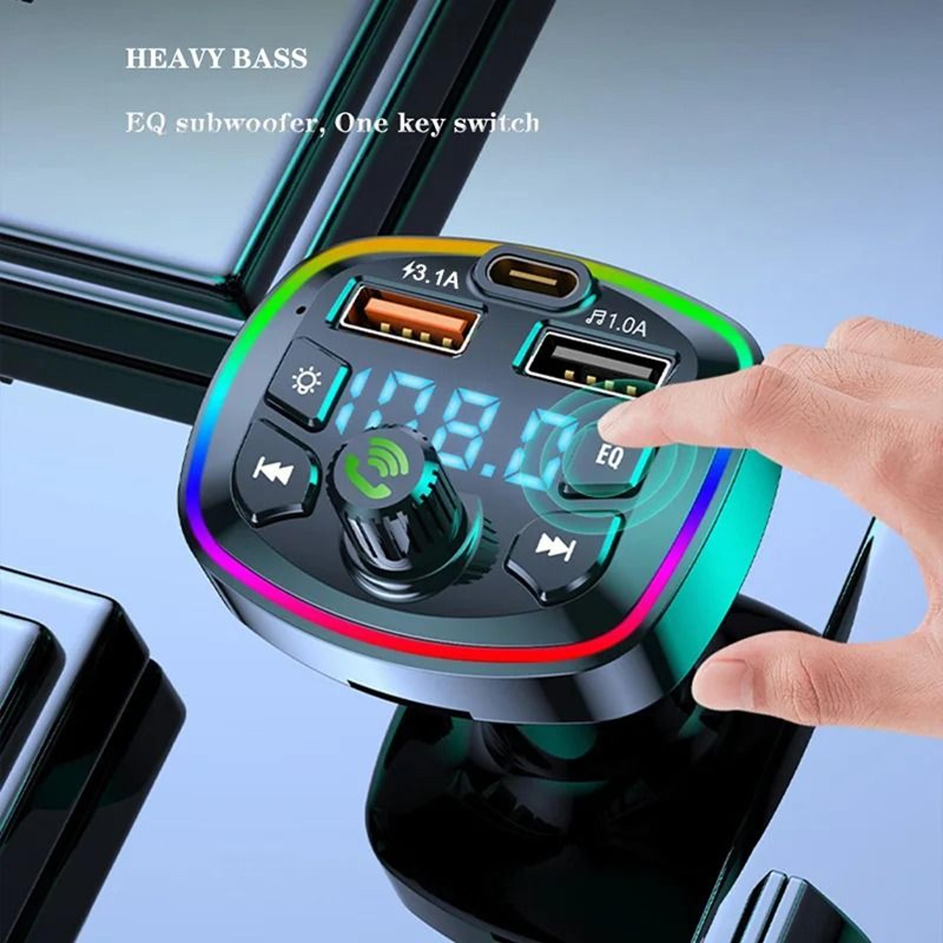 Car Bluetooth Five Point Zero FM Transmitter Wireless Adapter With Dual USB Fast Charger 1