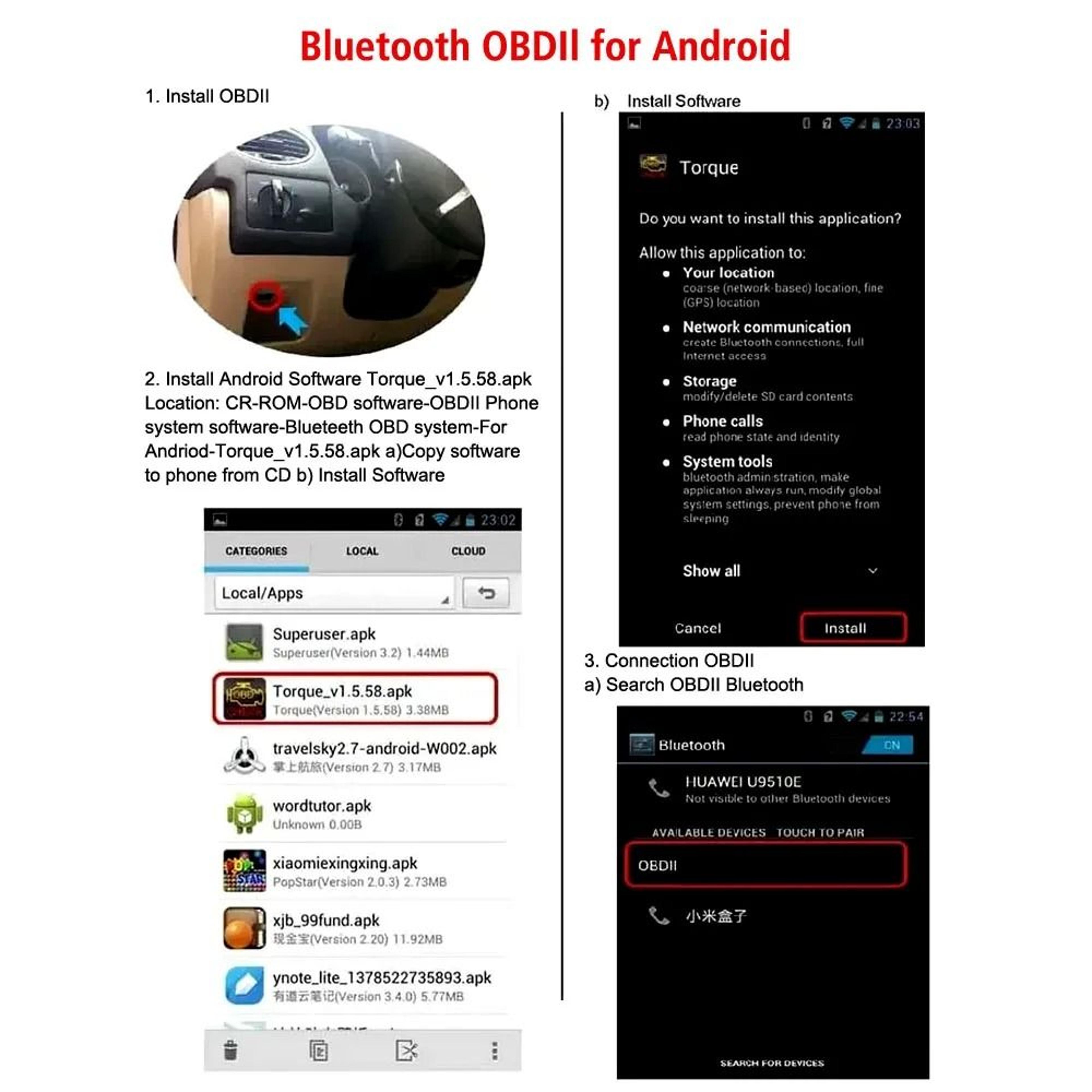 Car OBD2 Diagnostic Tool Bluetooth For Engine Testing And Code Reading 3