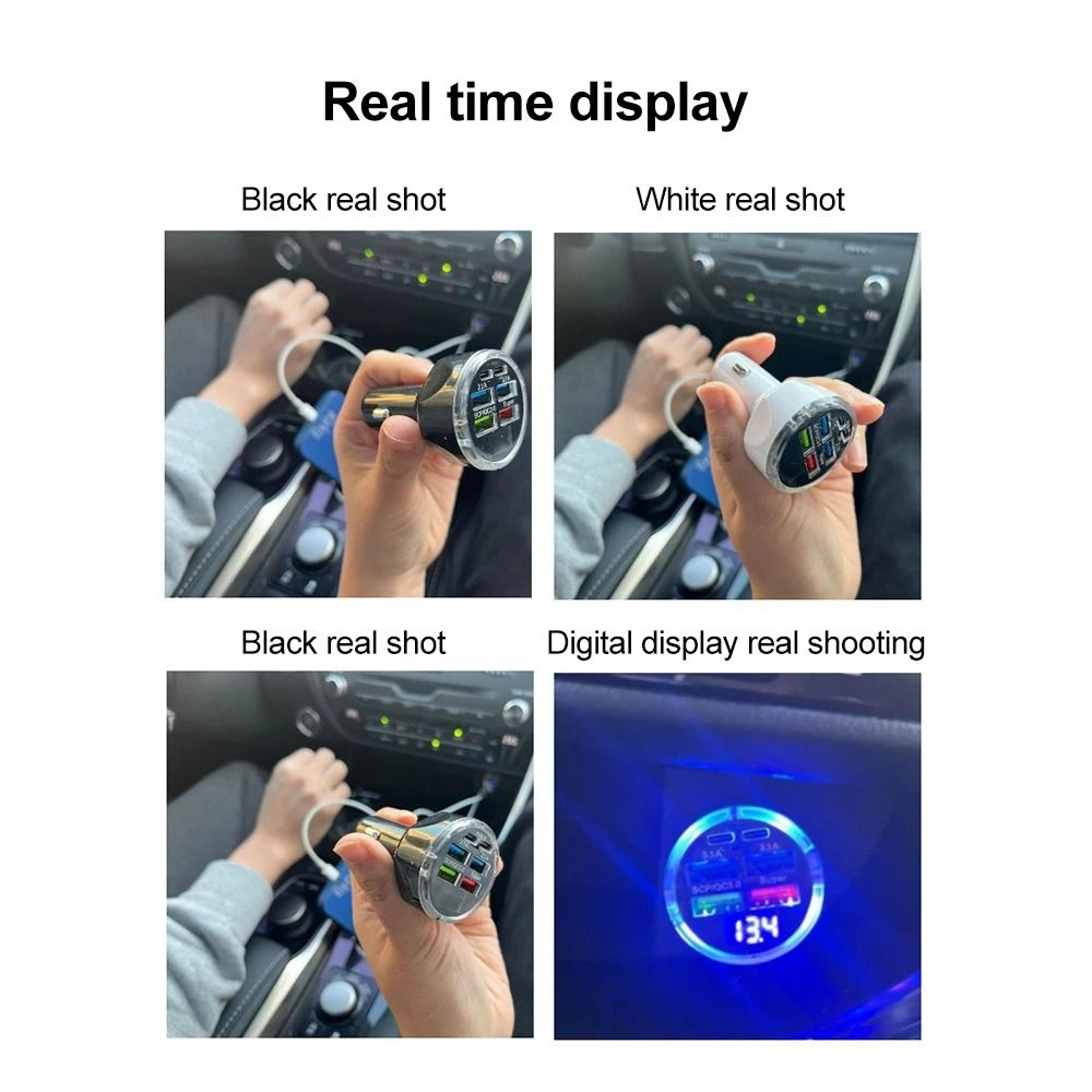 High Power Car Charger With Digital Display PD And QC 30 Fast Charge 5
