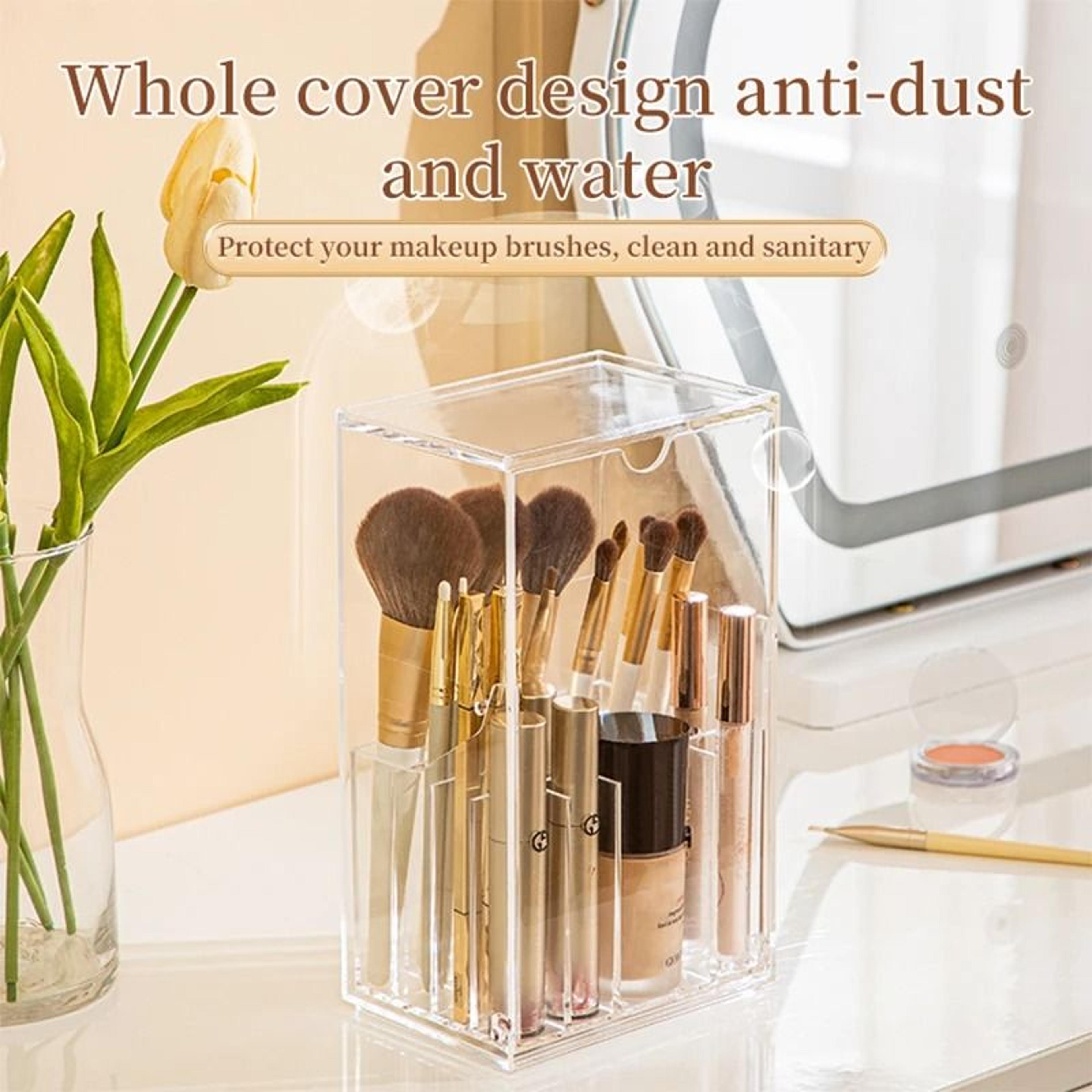 Clear Cosmetic Brush Storage Box With Lid Large Capacity 5