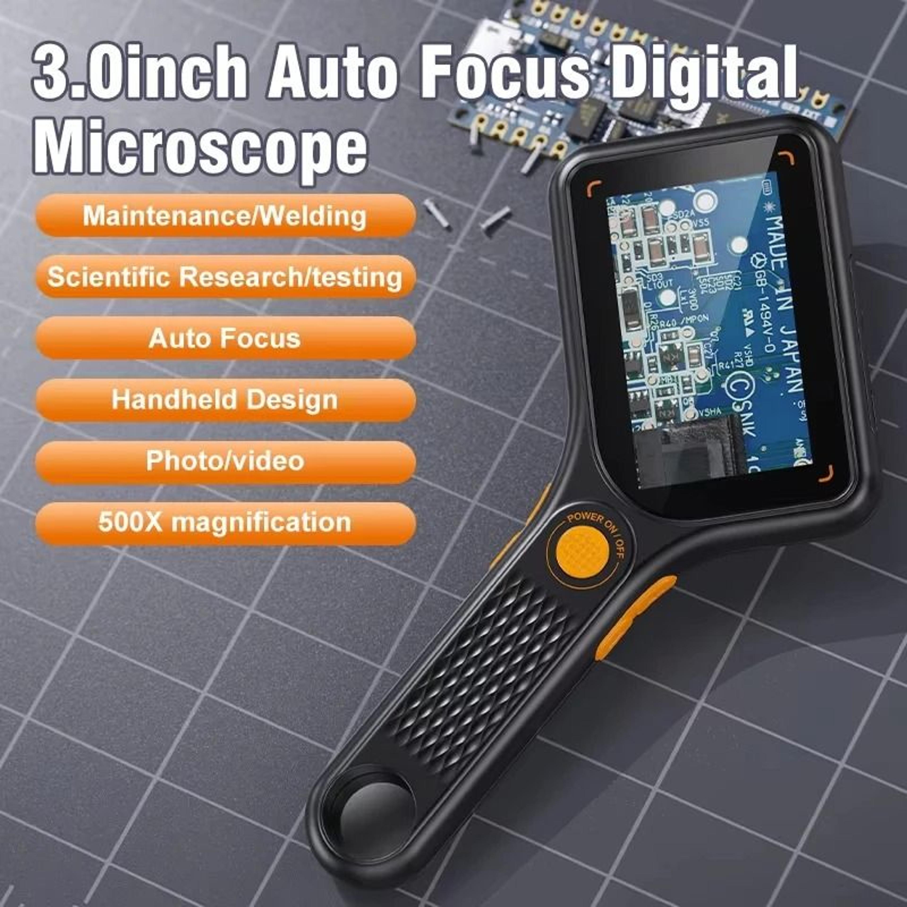autofocus 500x digital microscope with 3.0-inch ips screen and 2mp sensor