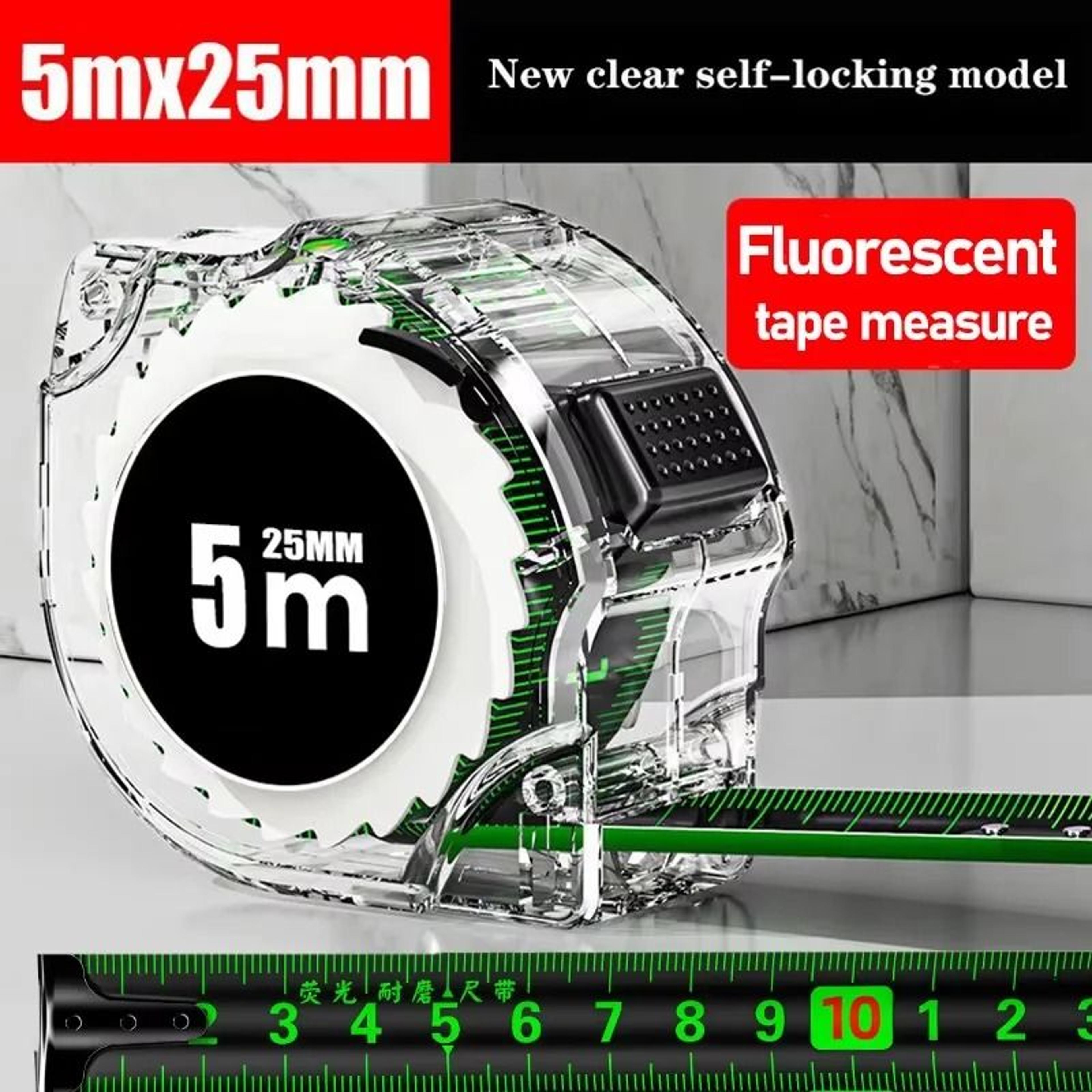 High Precision Self Locking Tape Measure Wide Fluorescent Blade In Multiple Lengths 2
