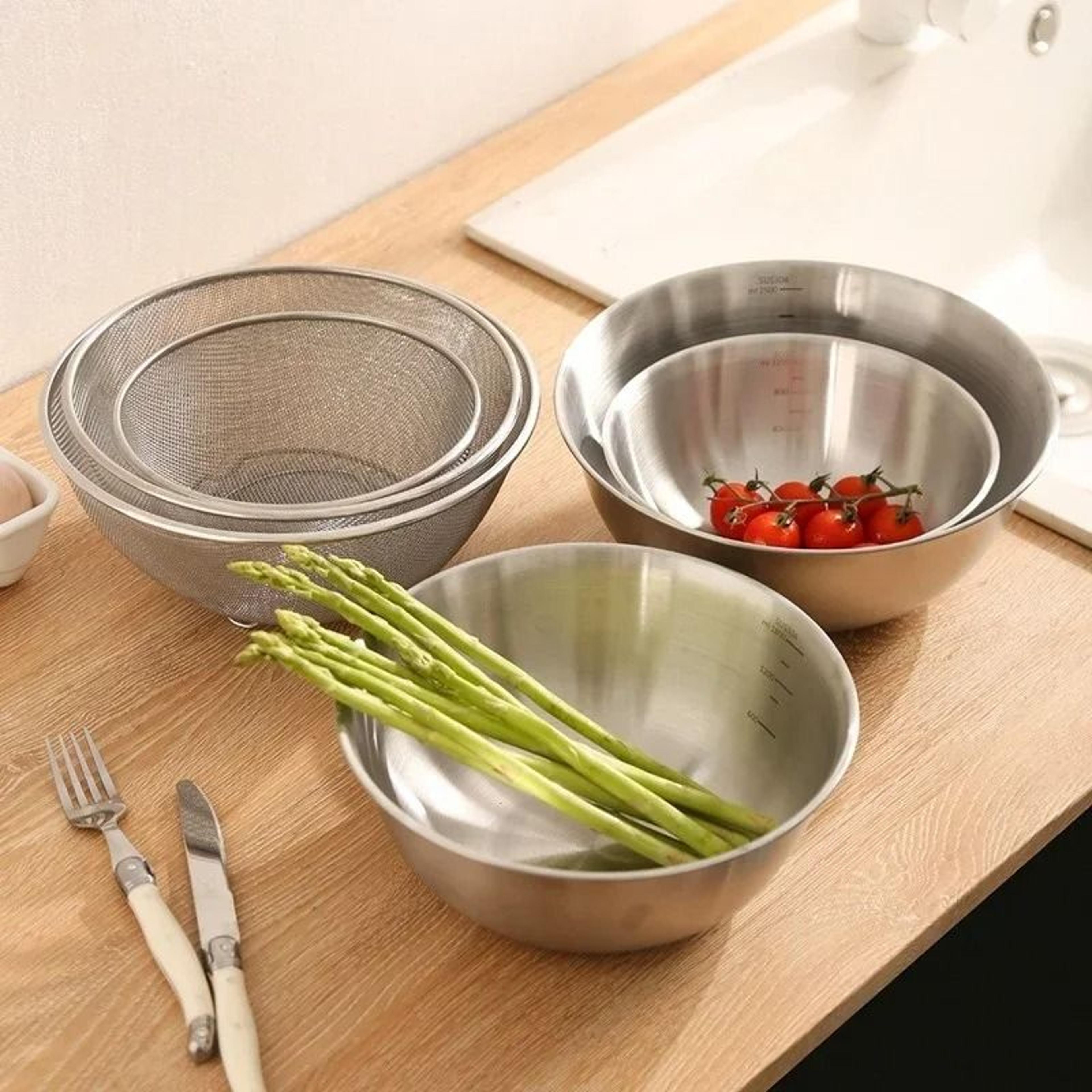 Stainless Steel Drain Basin Set With Strainer And Measuring Scale For Kitchen Washing And Rinsing 1