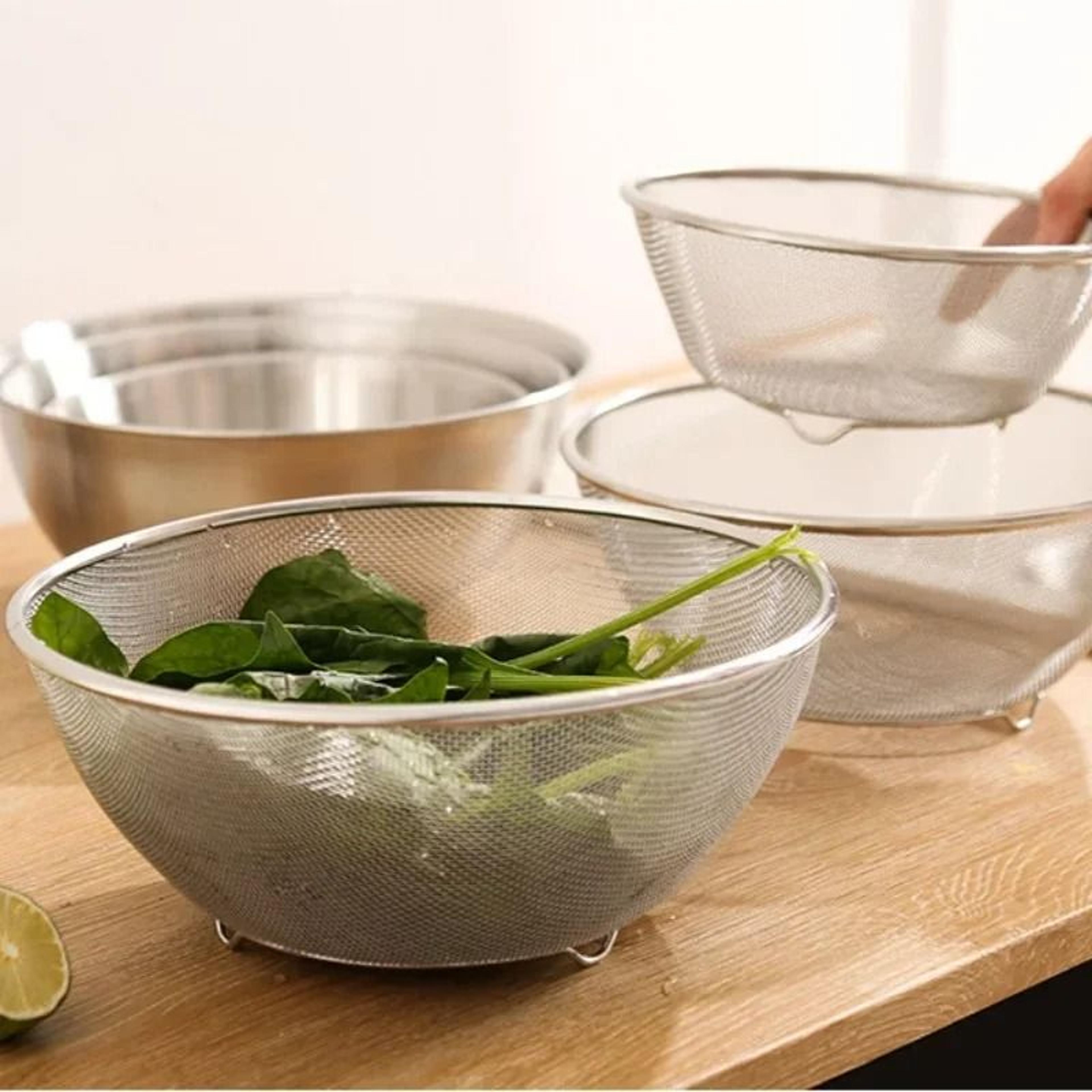Stainless Steel Drain Basin Set With Strainer And Measuring Scale For Kitchen Washing And Rinsing 3