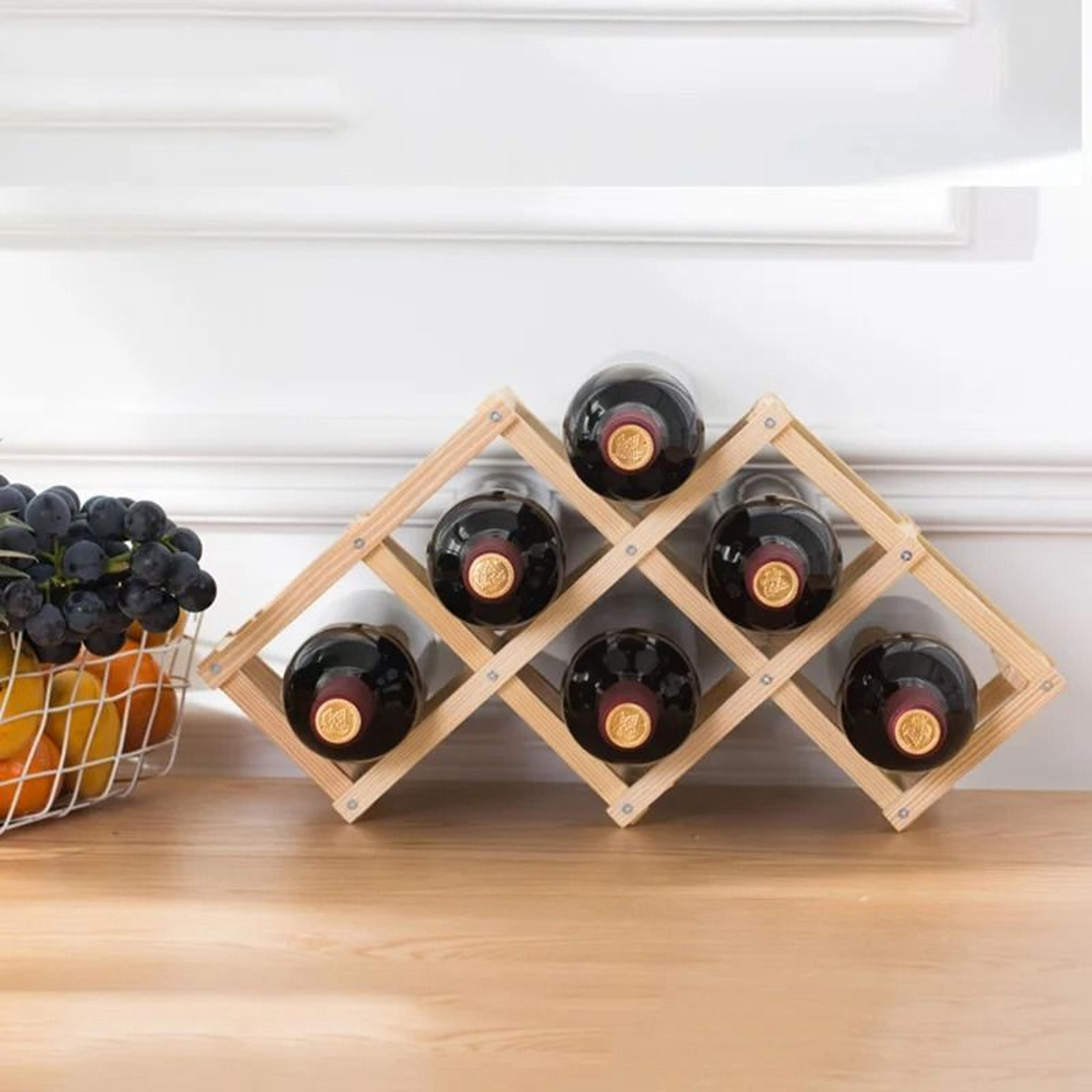 Wooden Wine Rack Display Stand For Kitchen And Bar Storage 1
