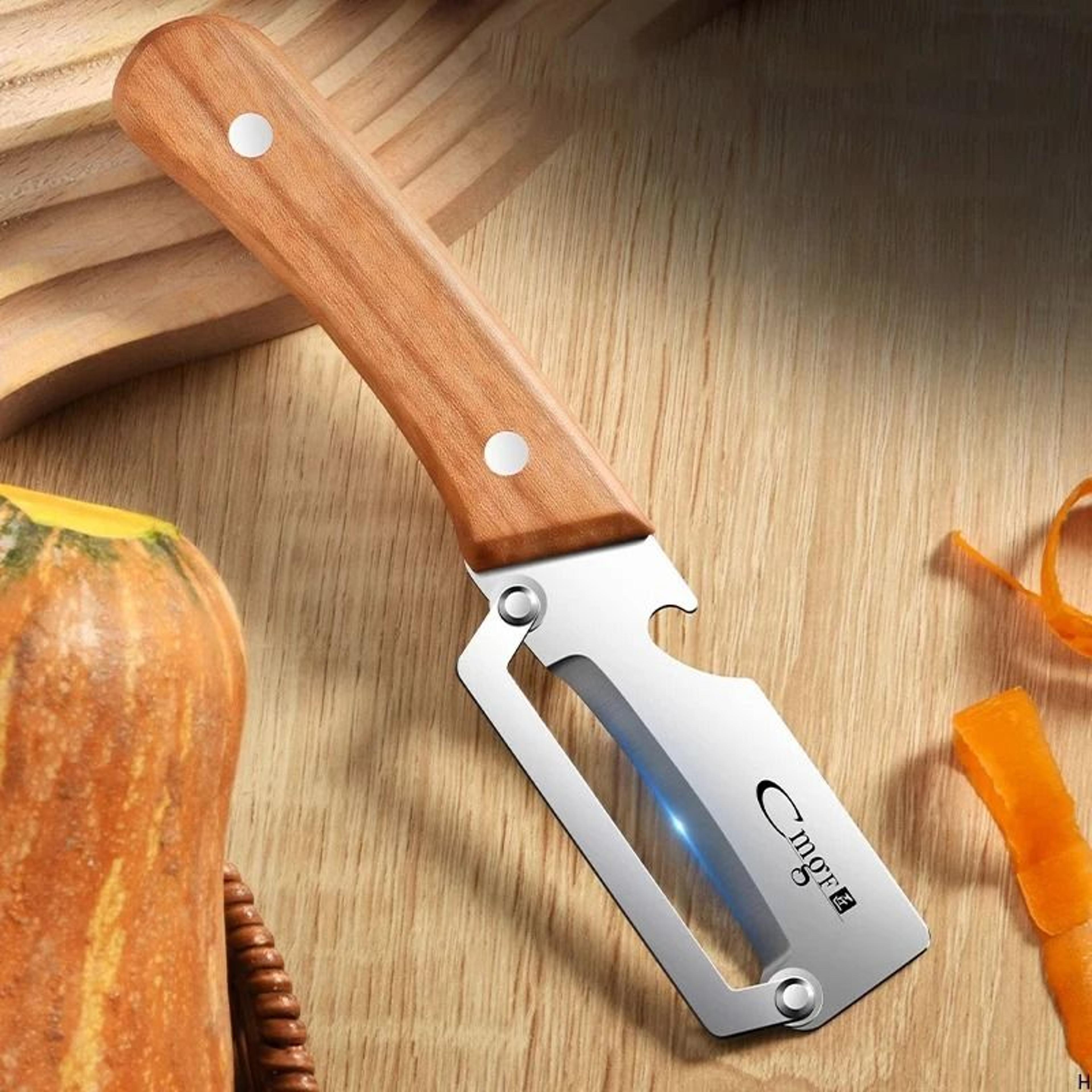 stainless steel vegetable peeler with wooden handle multi purpose kitchen tool