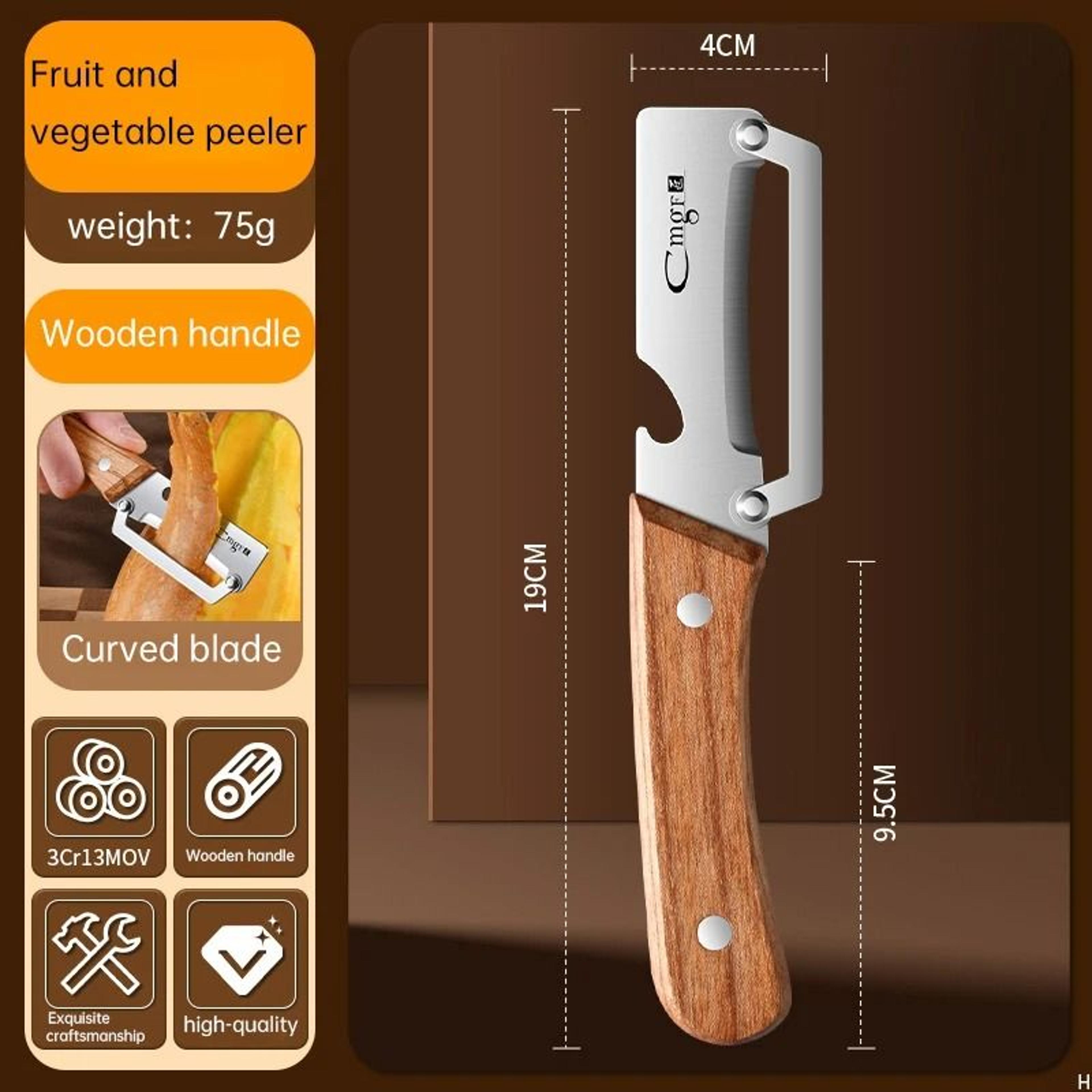Stainless Steel Vegetable Peeler With Wooden Handle Multi Purpose Kitchen Tool 6