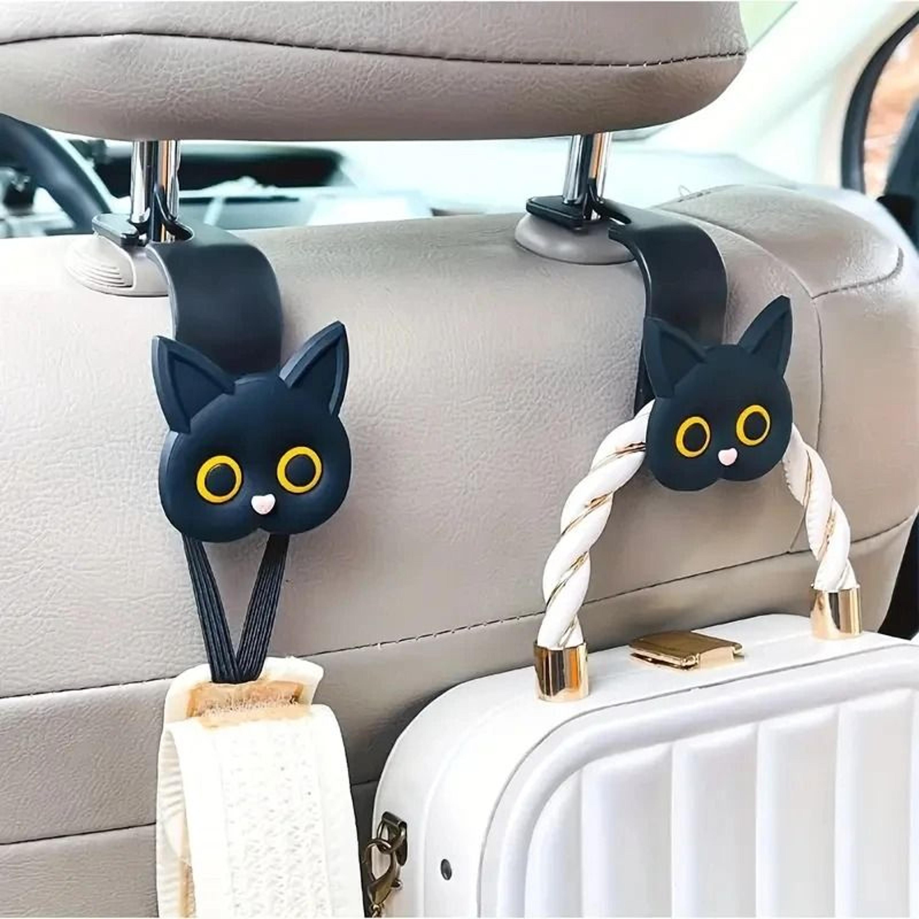 adorable 3d cartoon cat car seat headrest hooks two pack
