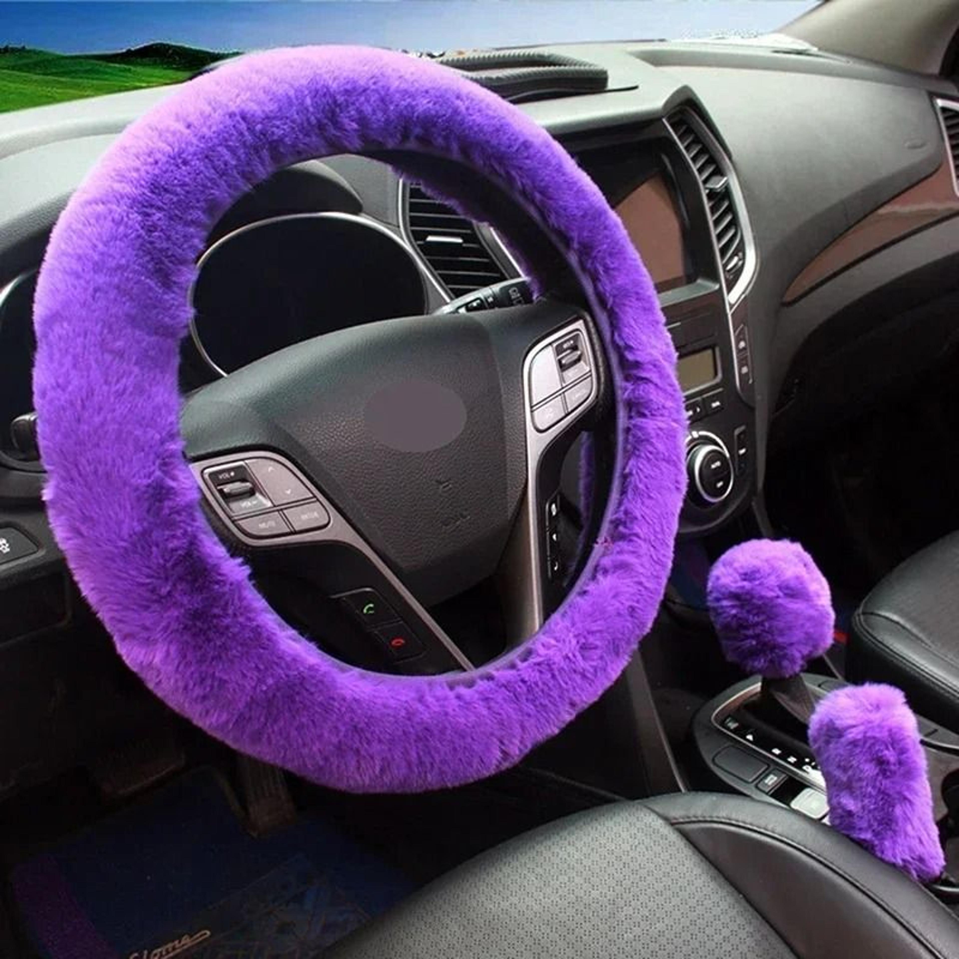 Plush Super Thick Steering Wheel Handbrake And Gearshift Cover Set 10