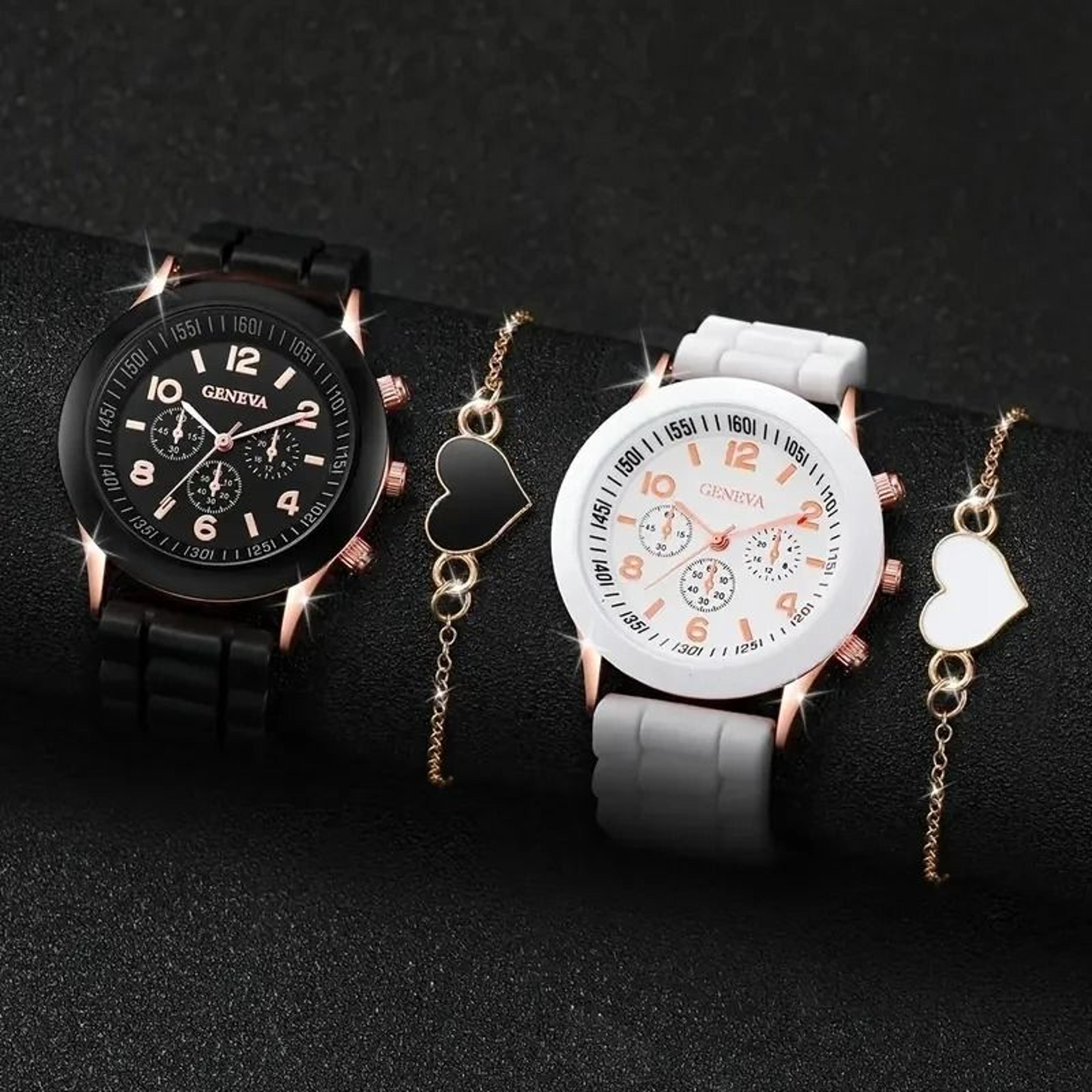 Elegant Leather Couple Watch Set 10