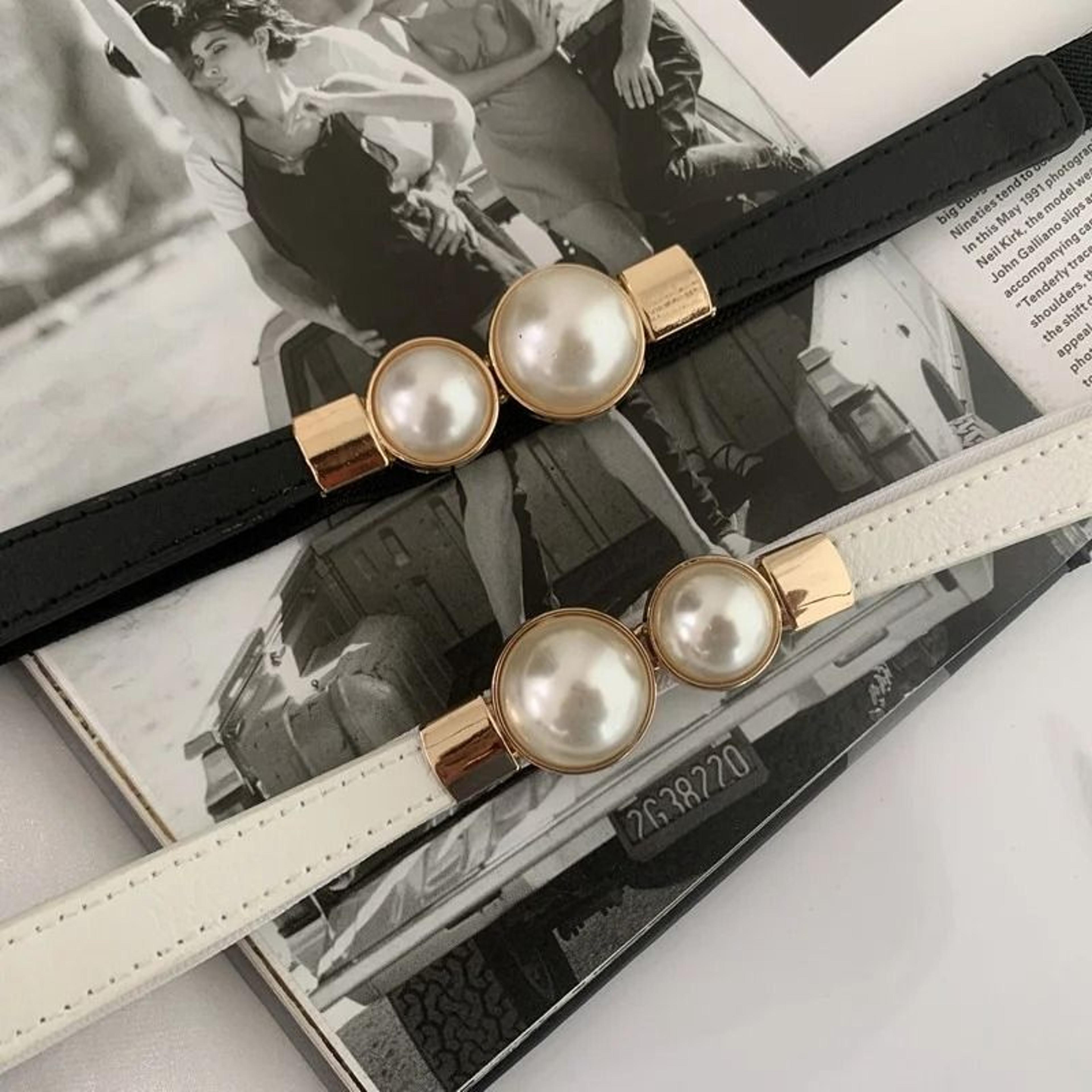 Elegant Pearl Buckle Elastic Waist Belt 4