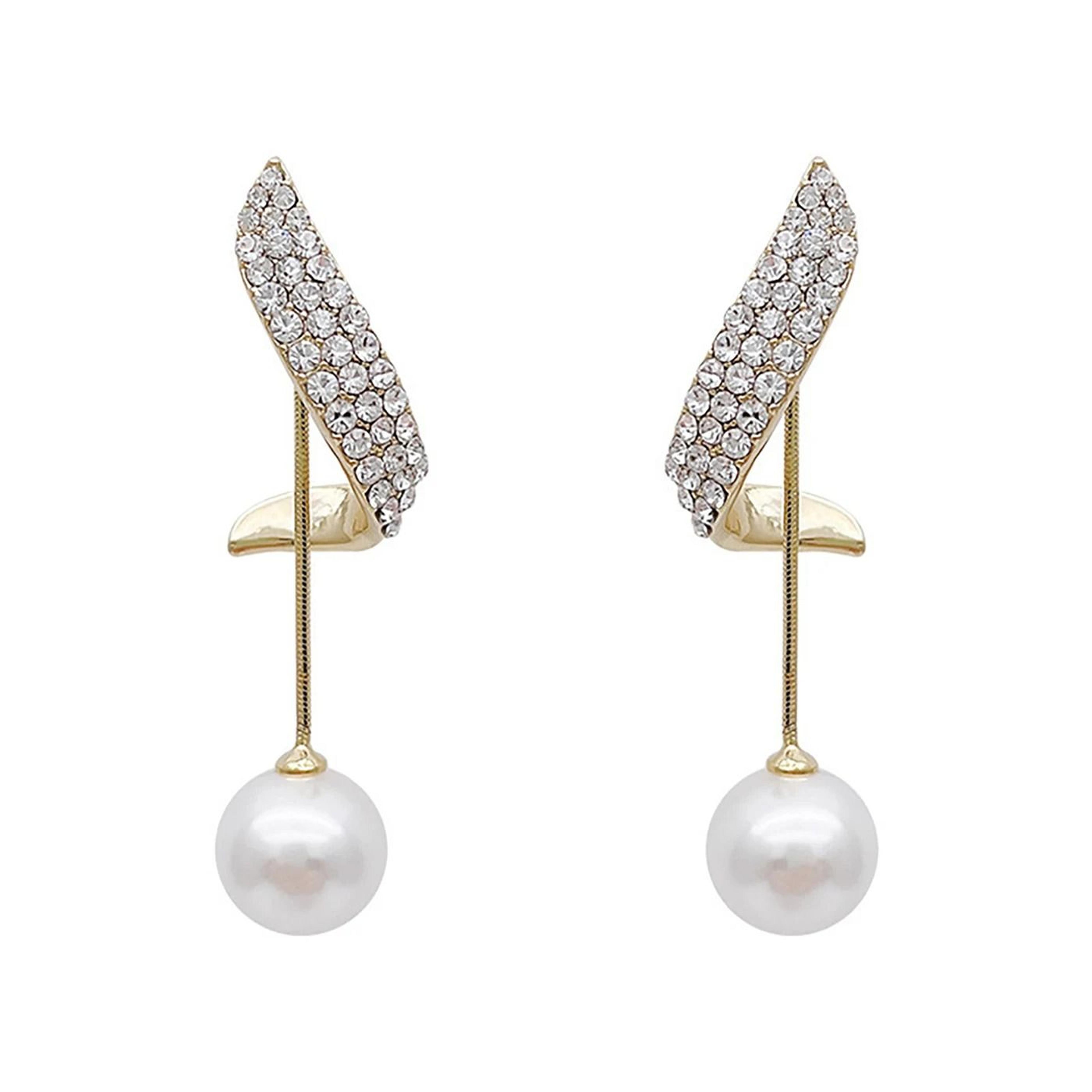 Elegant Pearl Crystal Tassel Earrings 1
