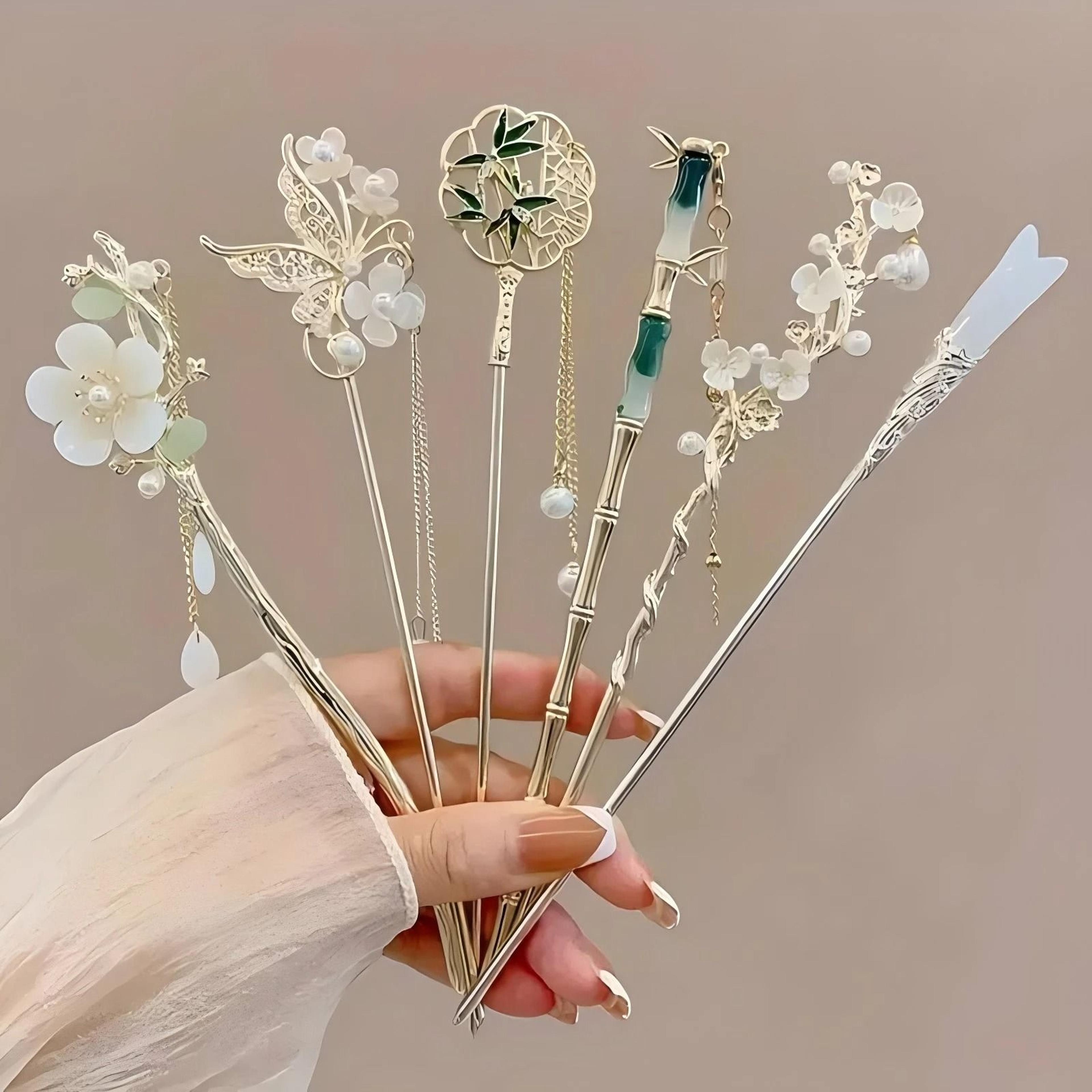 elegant floral tassel hair clip
