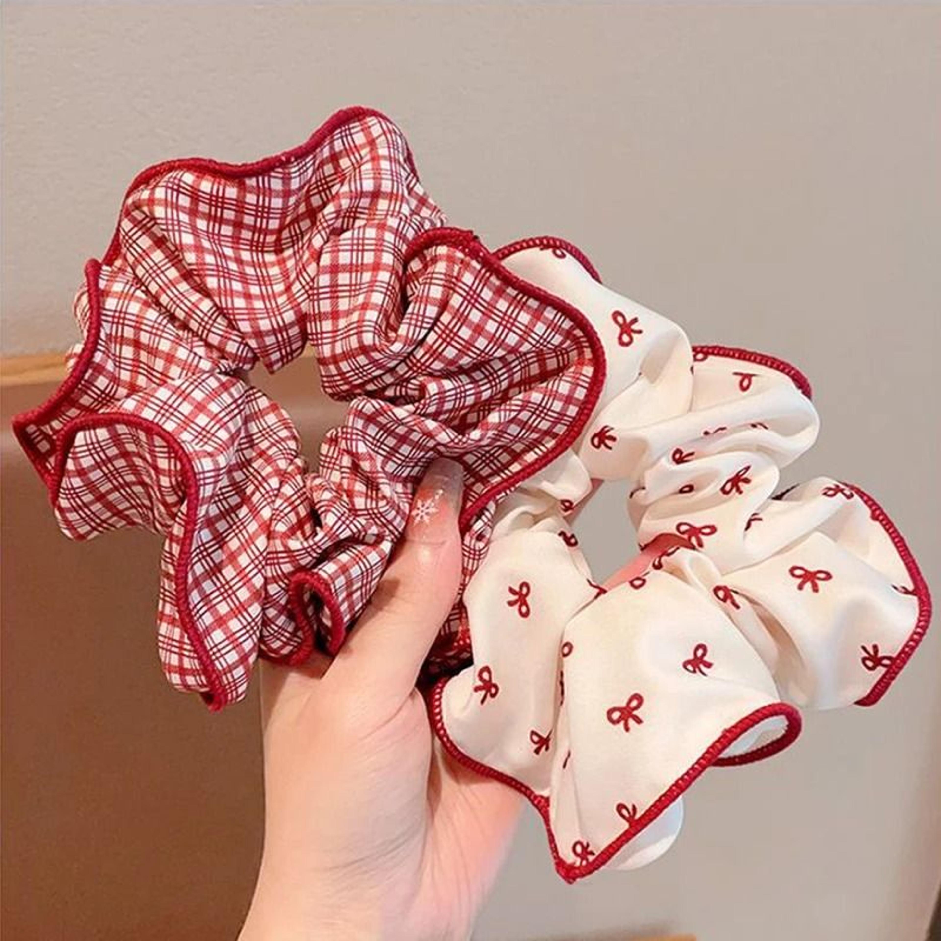 Colorful Plaid Hair Scrunchie Set 8