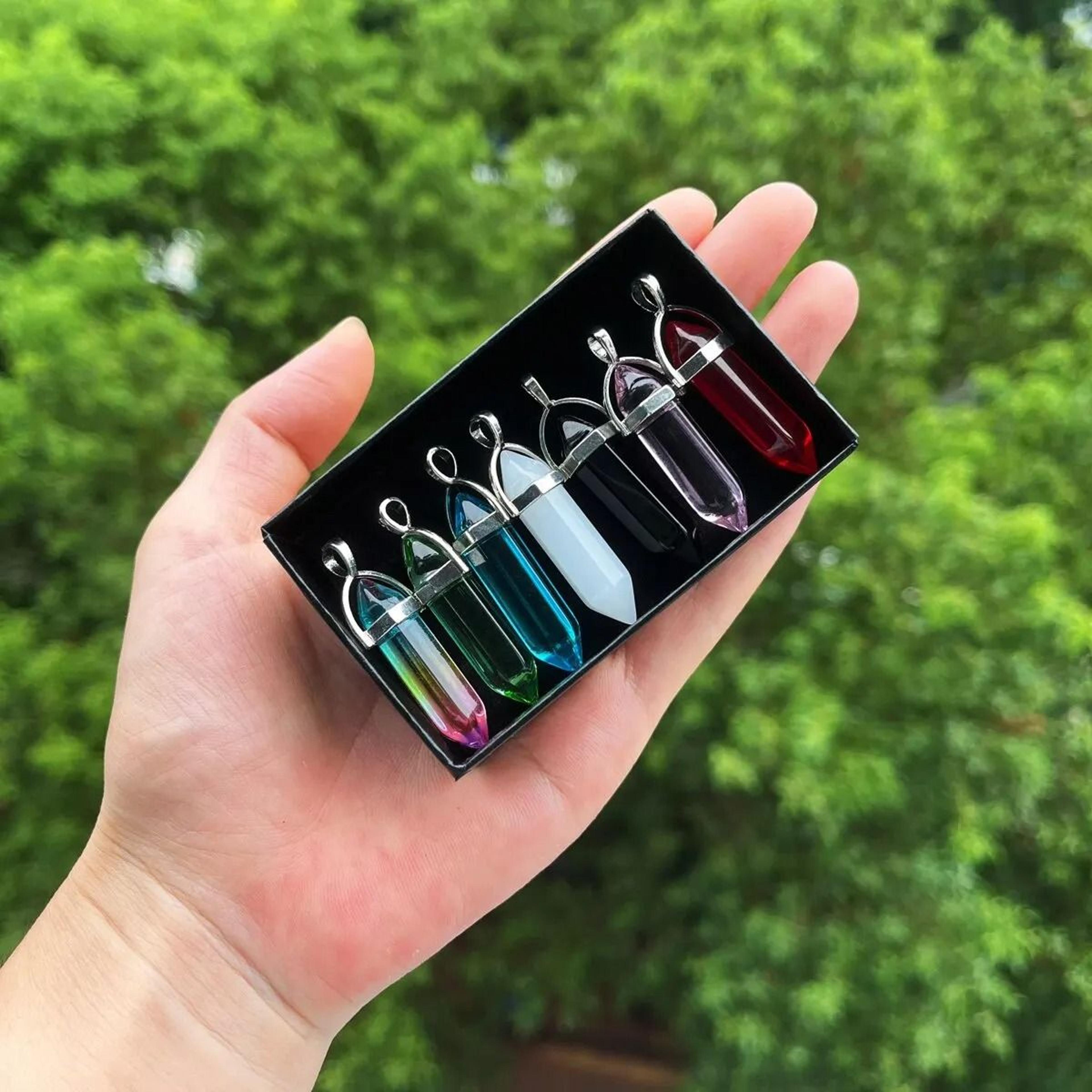 Bullet Shape Chakra Crystal Bead Set For Jewelry Making And Home Decor 2