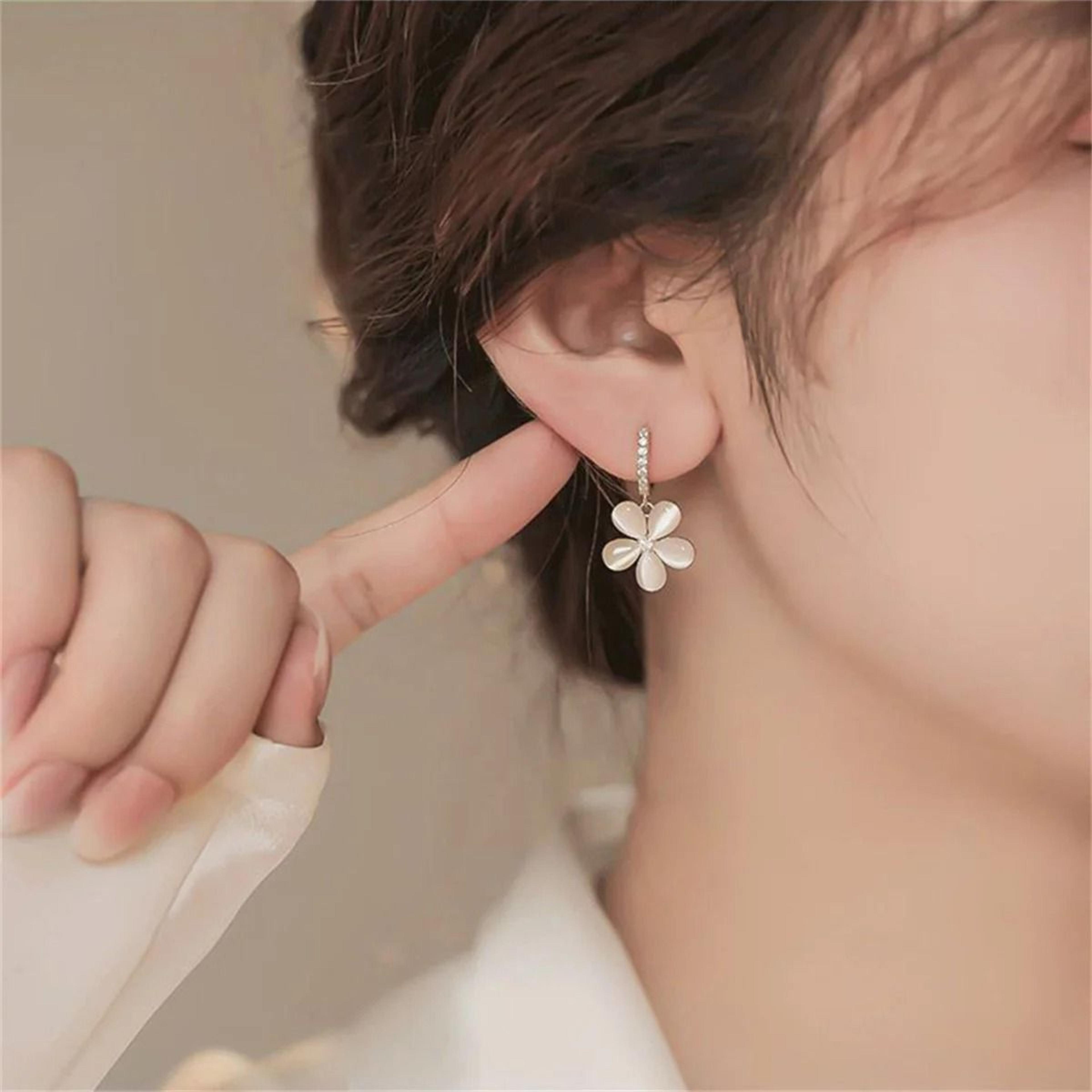 Exquisite Opal Flower Stud Earrings With Pearl And Crystal Accent 5
