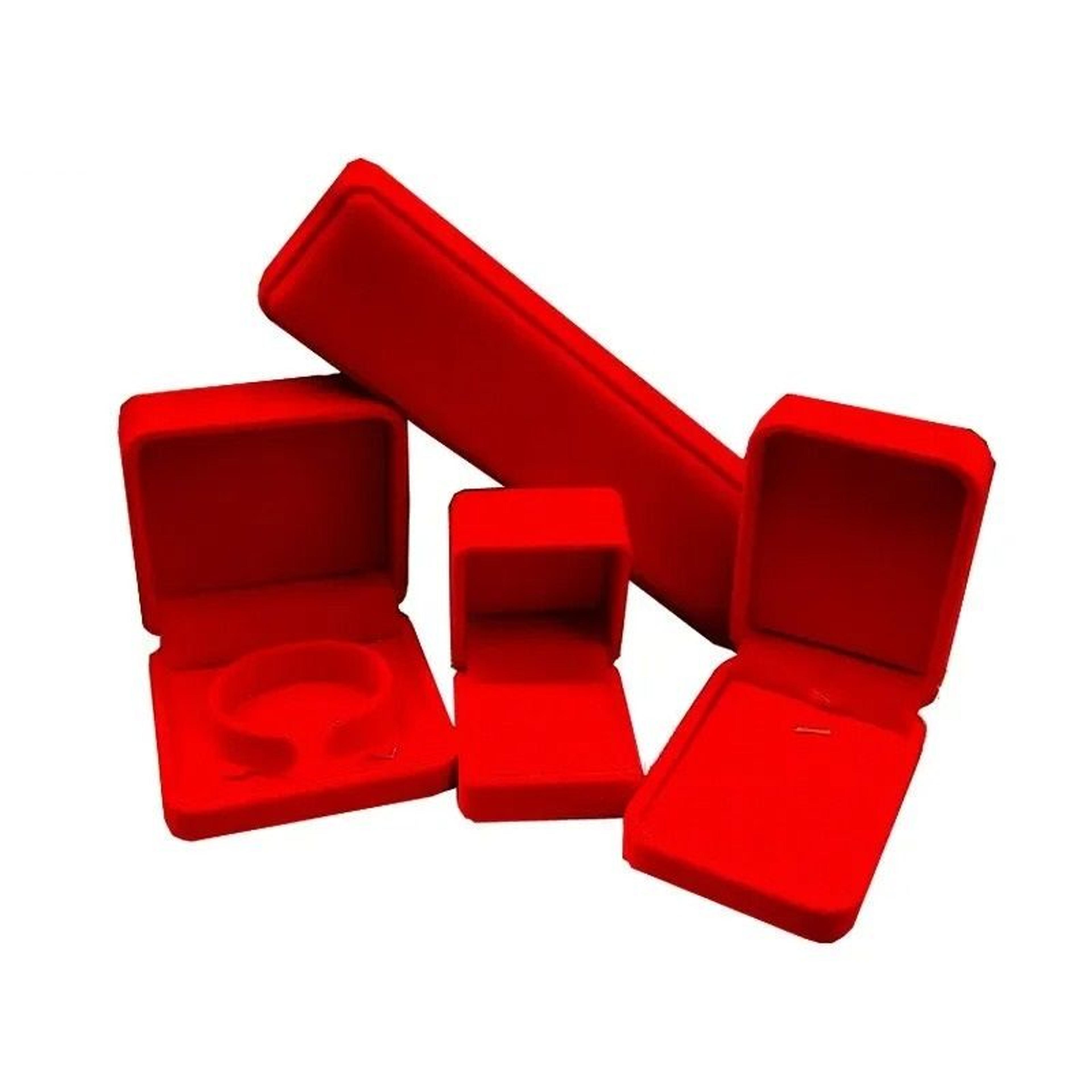 Red Velvet Jewelry Storage Case Set For Rings Earrings Pendants And Bracelets 5