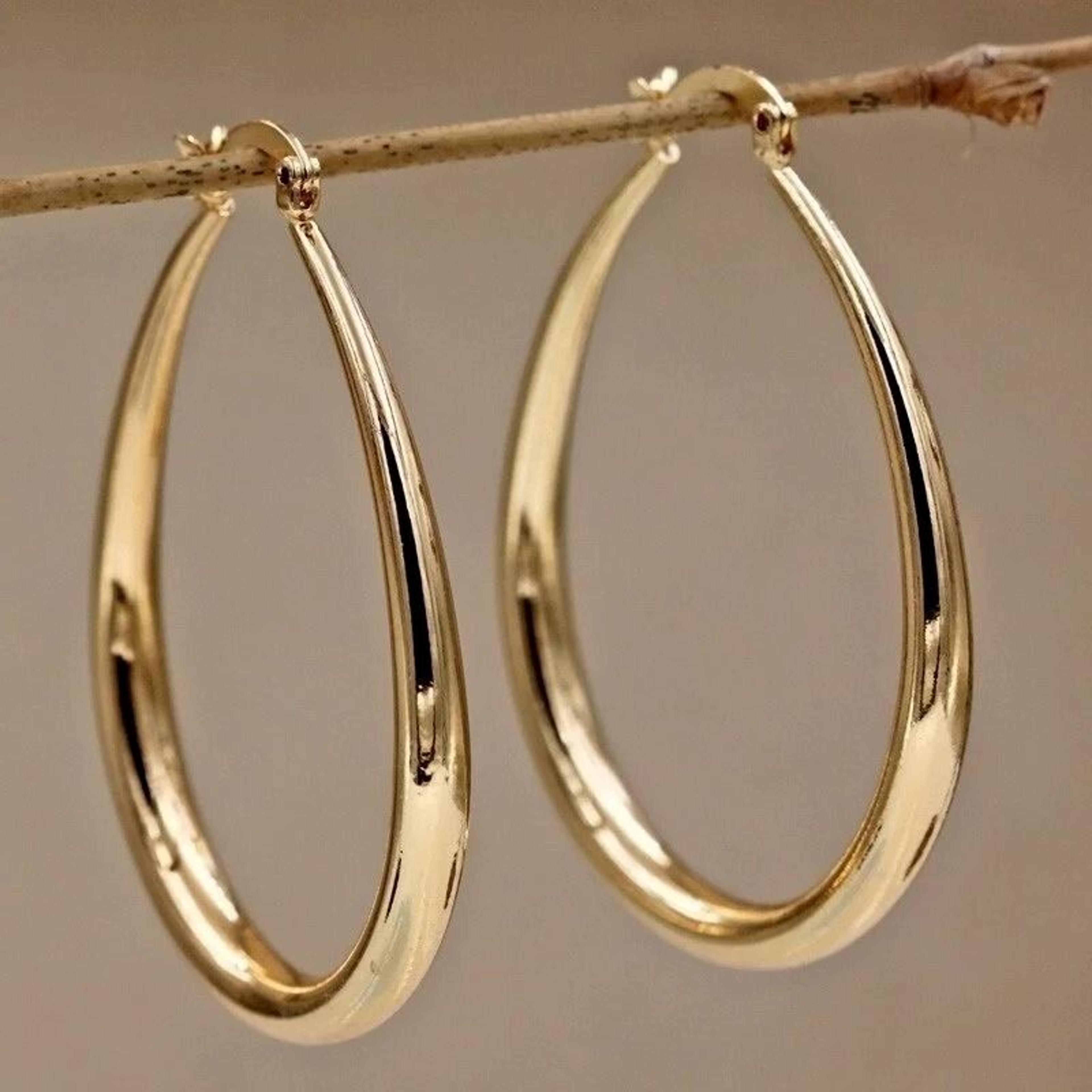 elegant gold shine hoop earrings