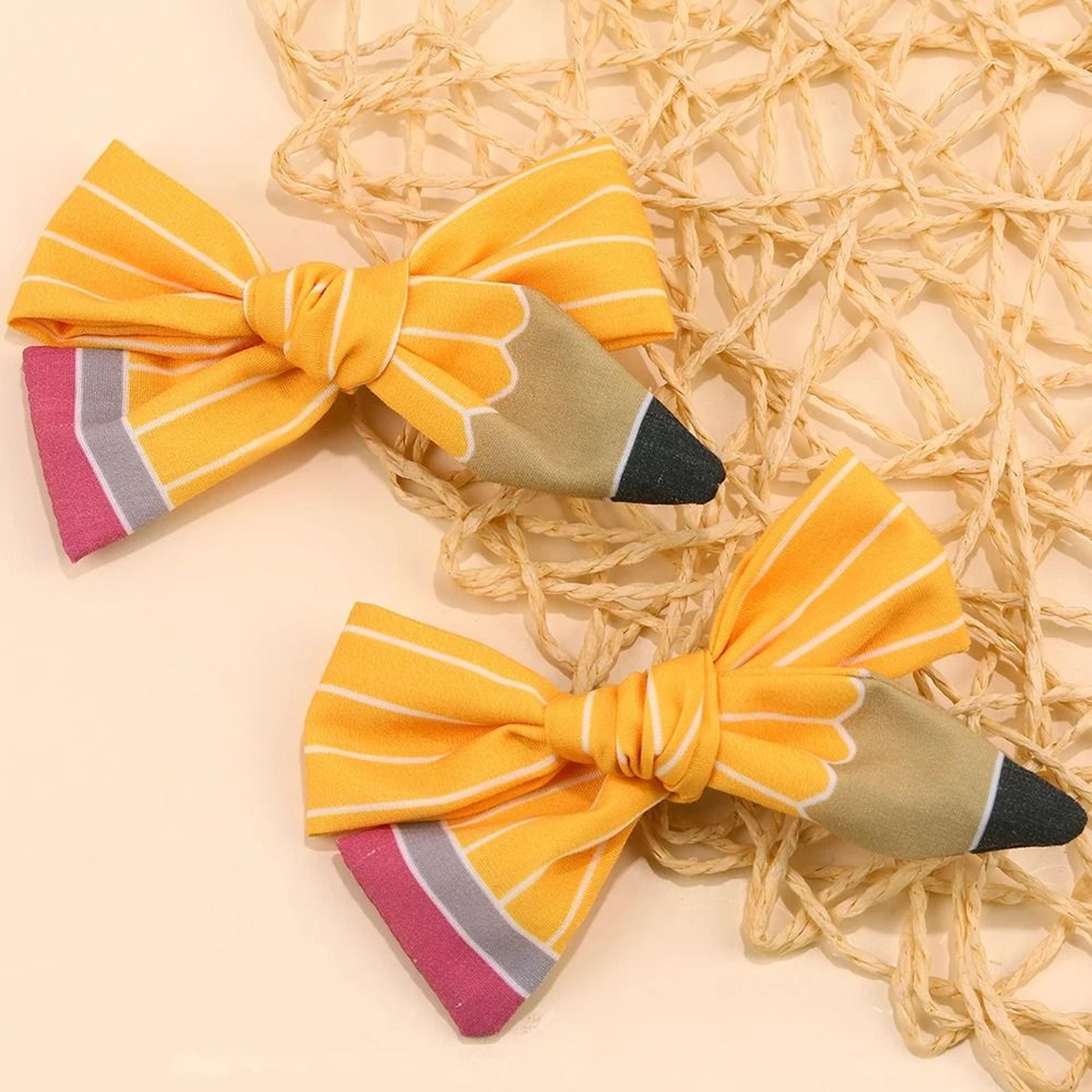 Cute Pencil Bow Hair Clips Set For Girls Back To School Accessories 2