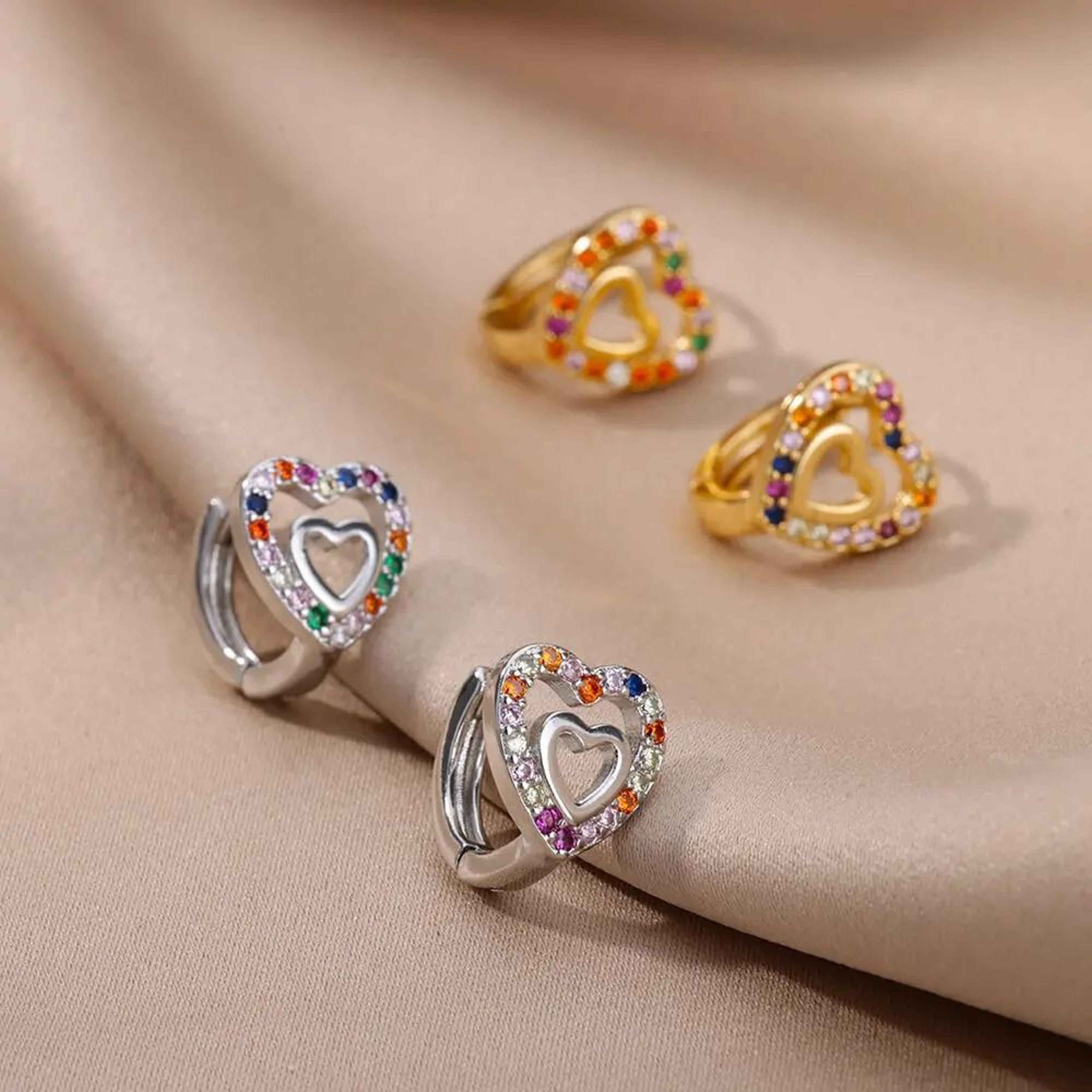 Hollow Zircon Heart Earrings For Women Gift Jewelry 3