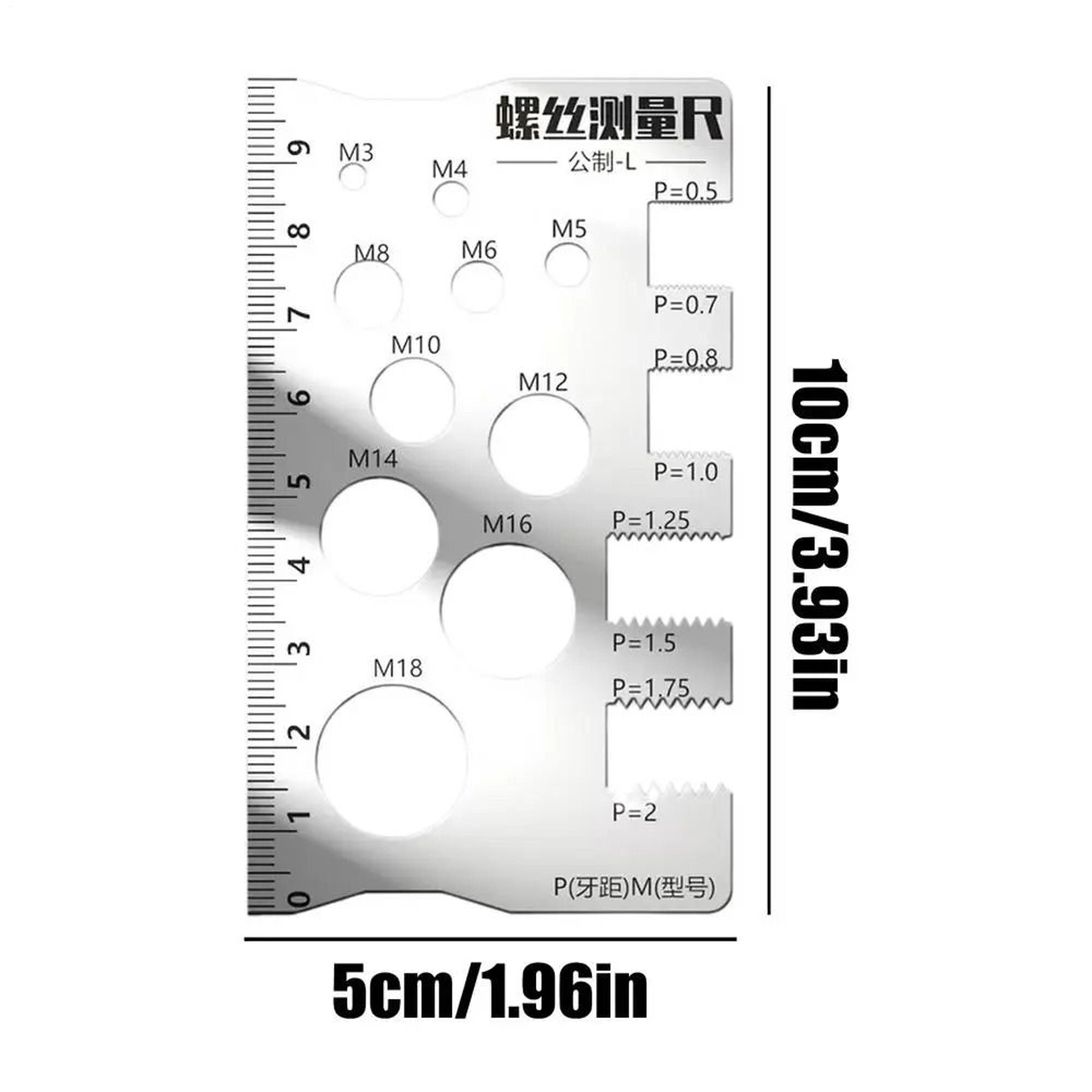 Thread Checker Screw Measurement Ruler For Fastener Measuring 7