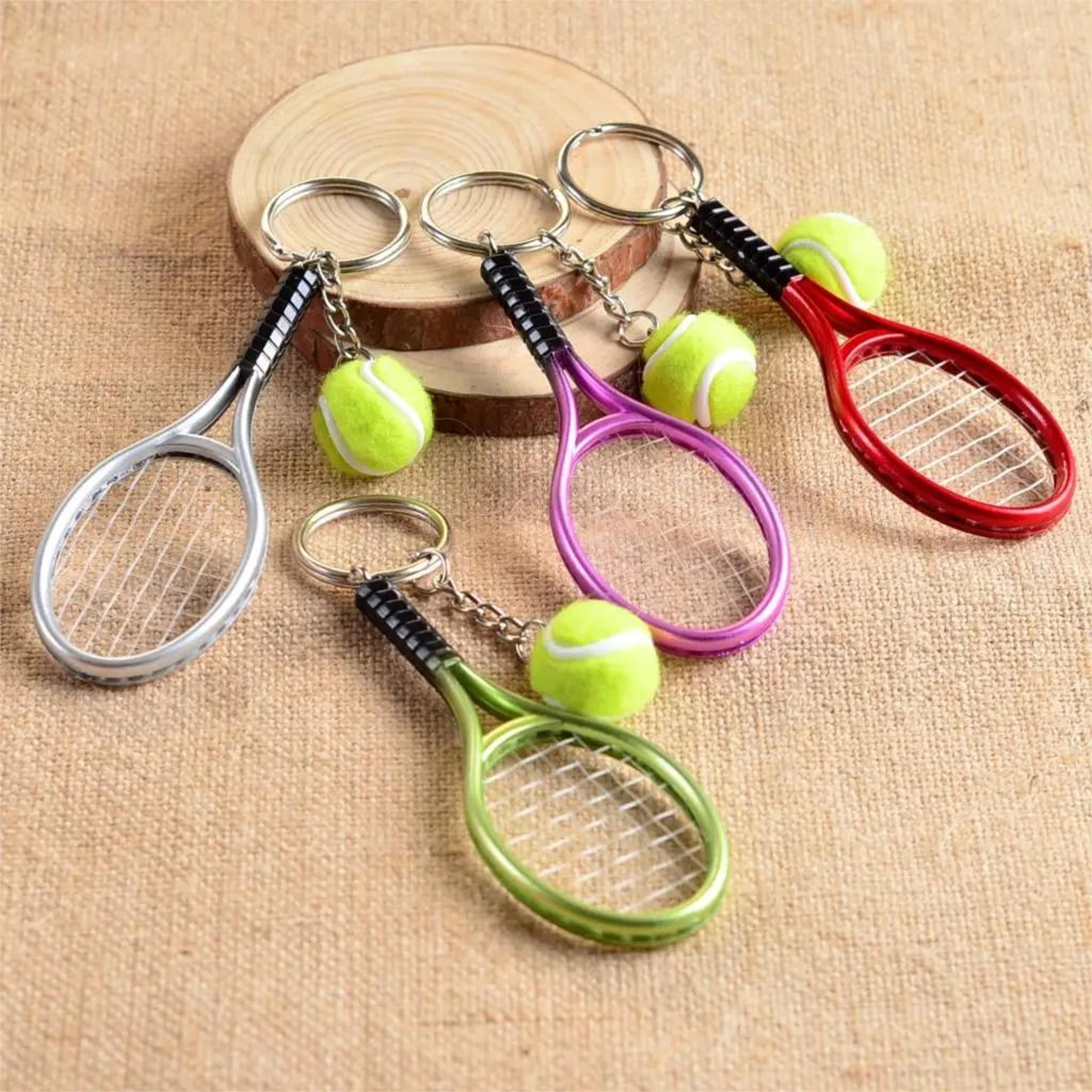 Mini Tennis Racket Pendant Keychain Cute Sport Bag Charm For Teenager Fan 0
