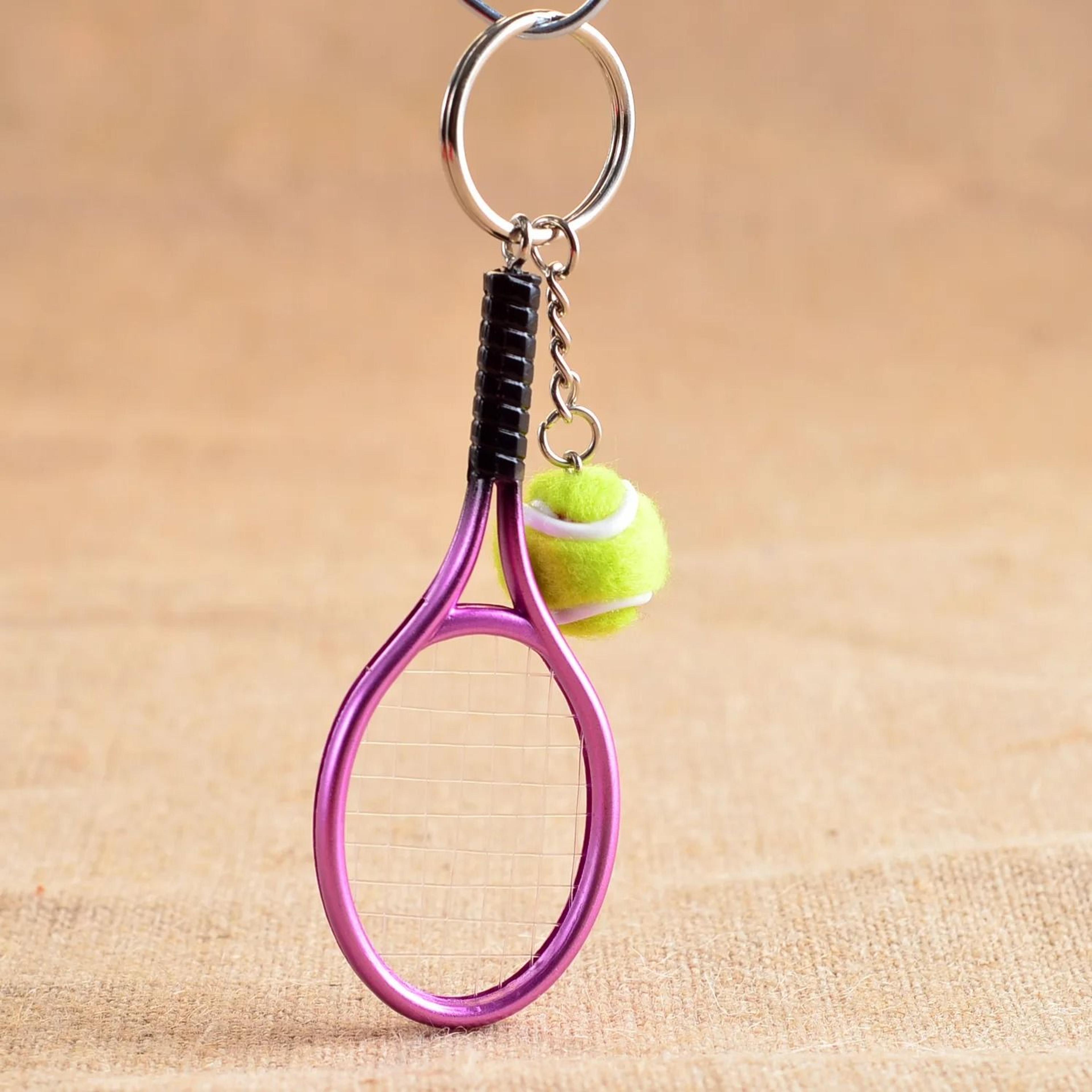 Mini Tennis Racket Pendant Keychain Cute Sport Bag Charm For Teenager Fan 10