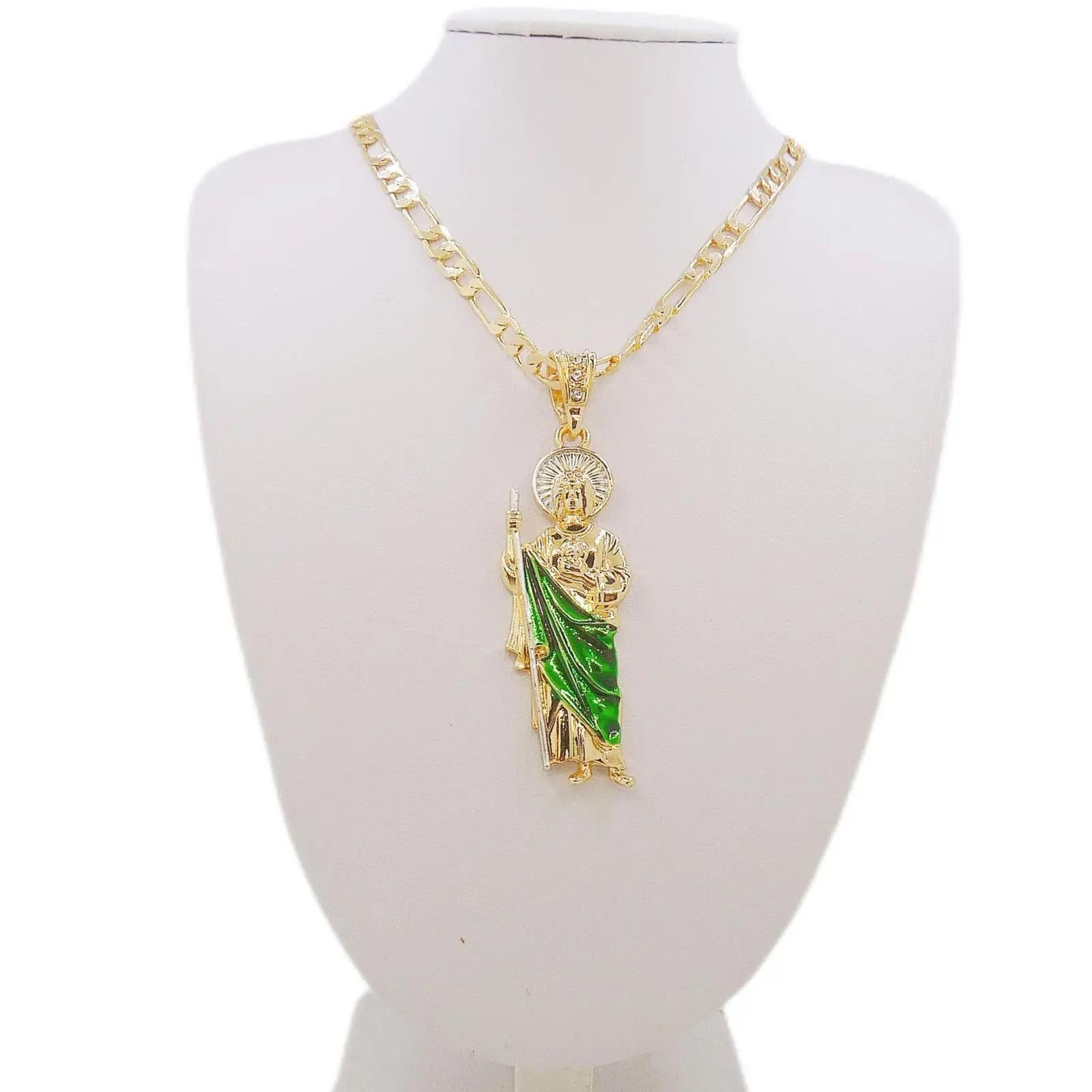 Saint Jude Gold Plated Pendant Necklace With Figaro Chain 1