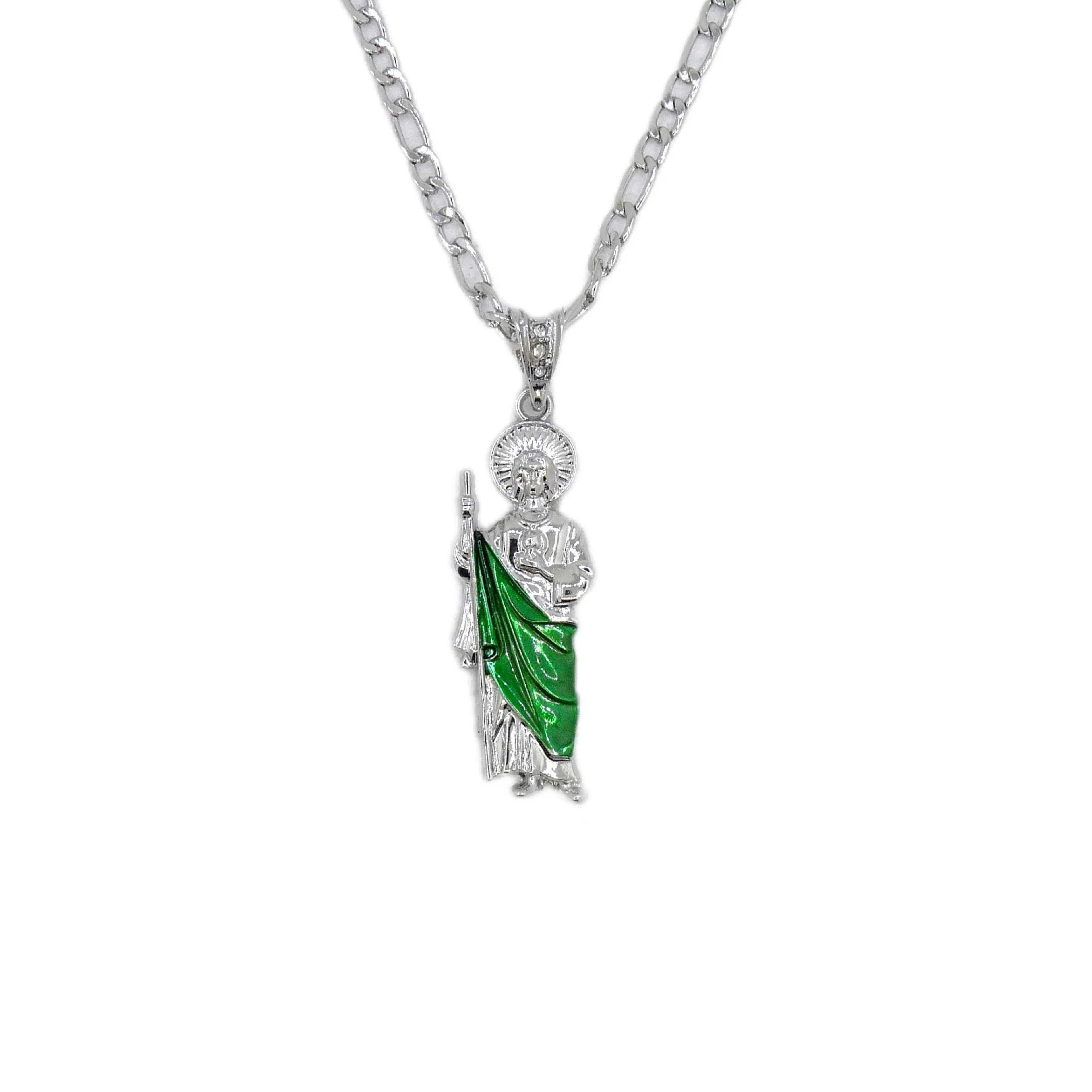 Saint Jude Gold Plated Pendant Necklace With Figaro Chain 5