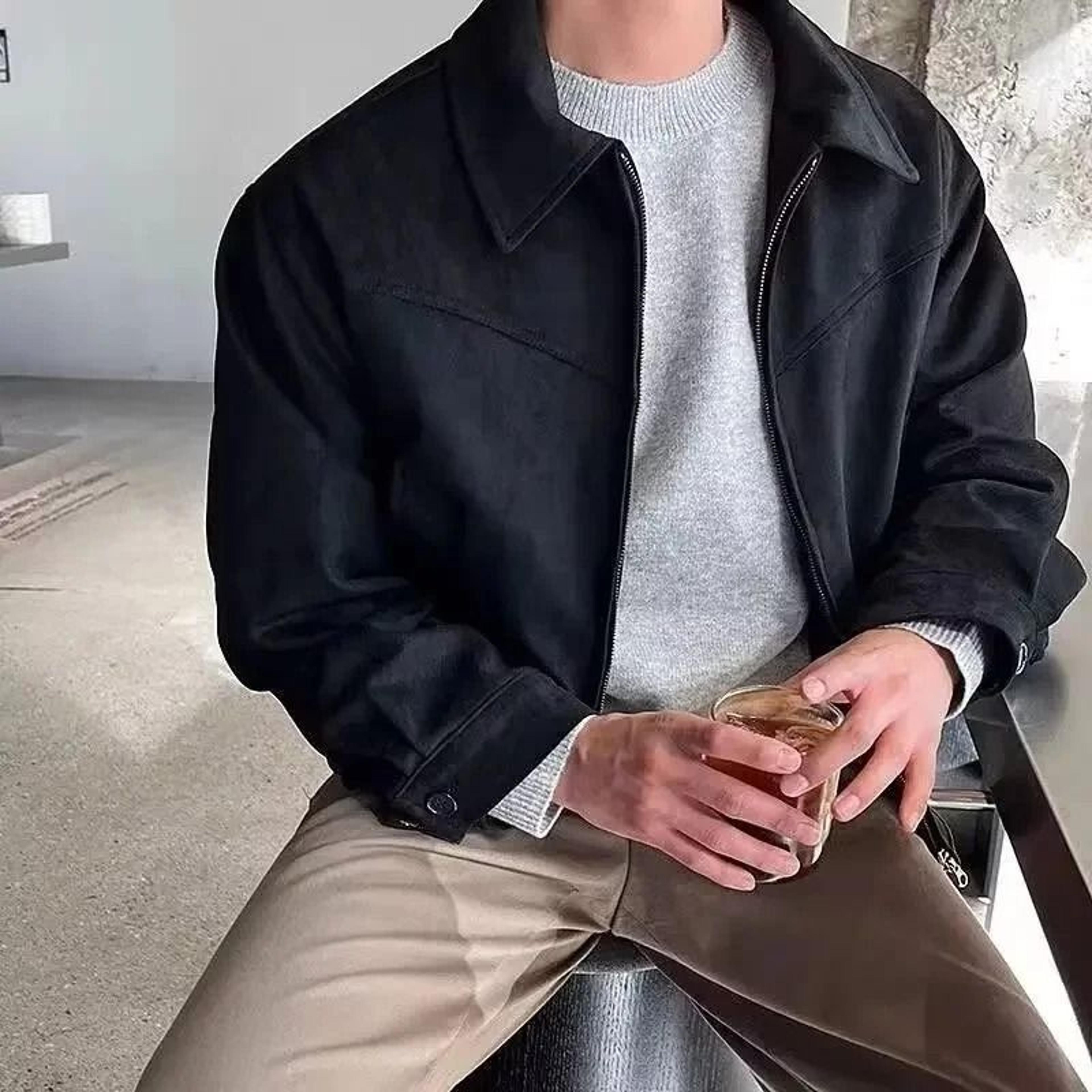 Vintage American Style Chamois Leather Jacket For Men 6