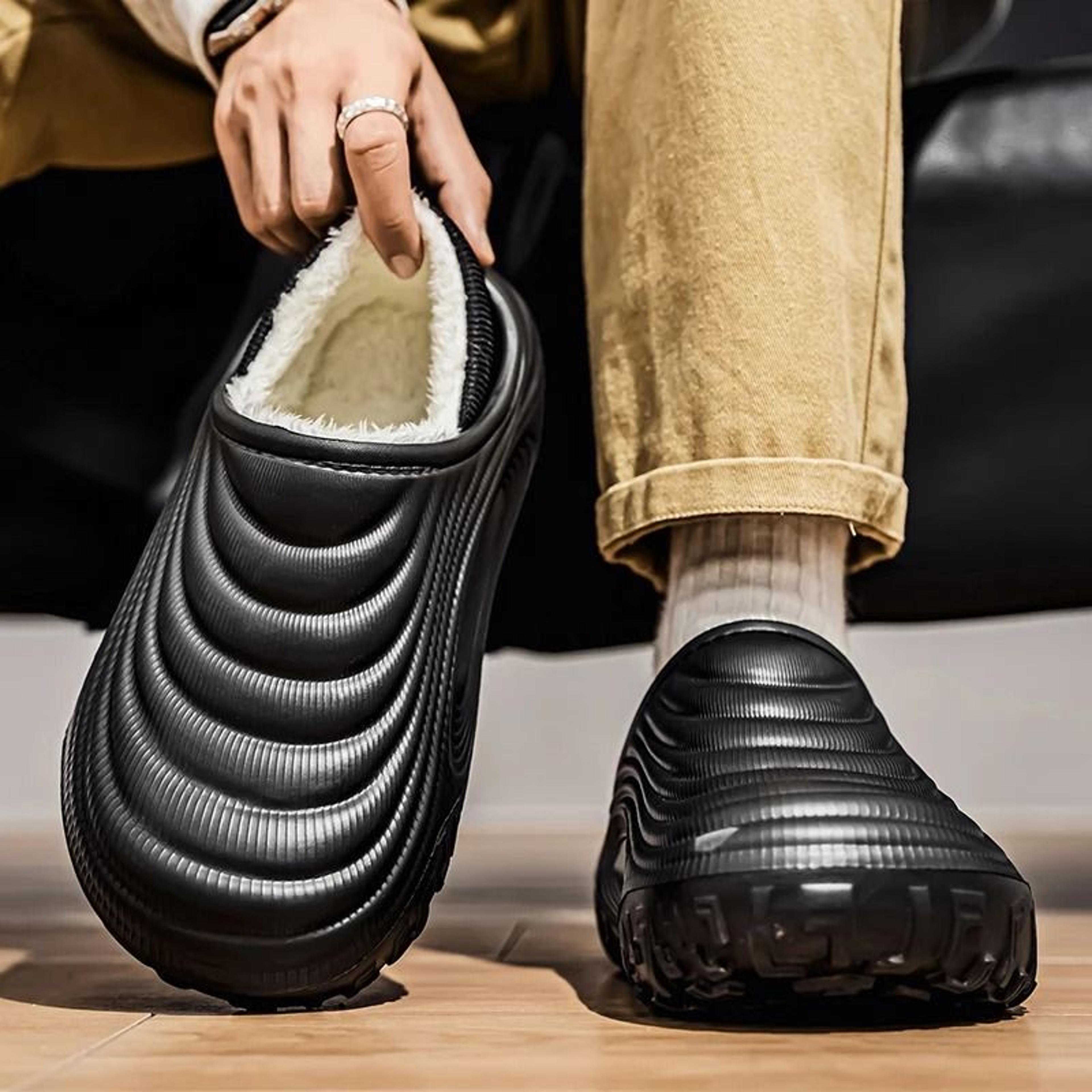 Men Warm Cotton Plush Waterproof Slippers Indoor And Outdoor 2