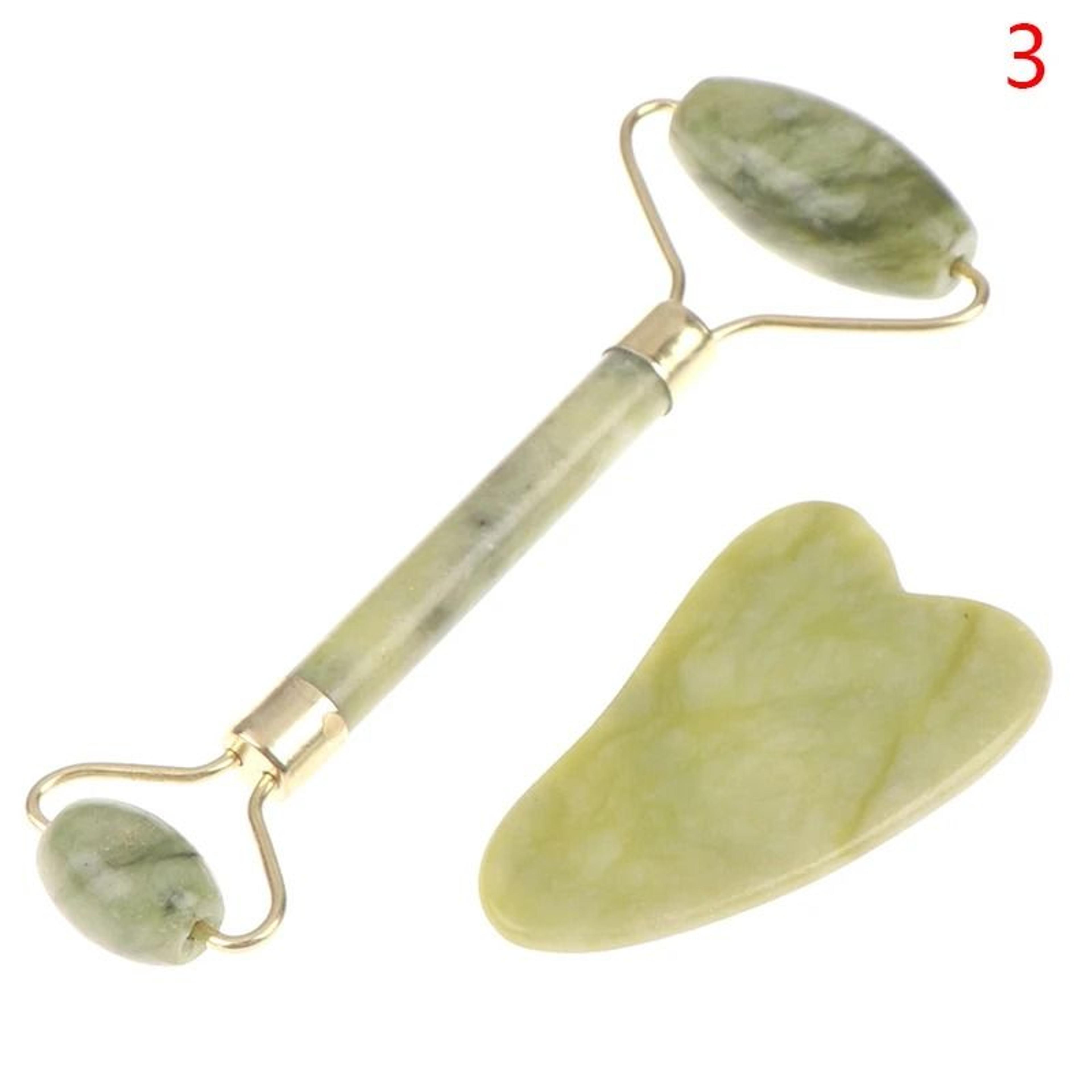 Natural Rose Jade Facial Roller And Gua Sha Set 5