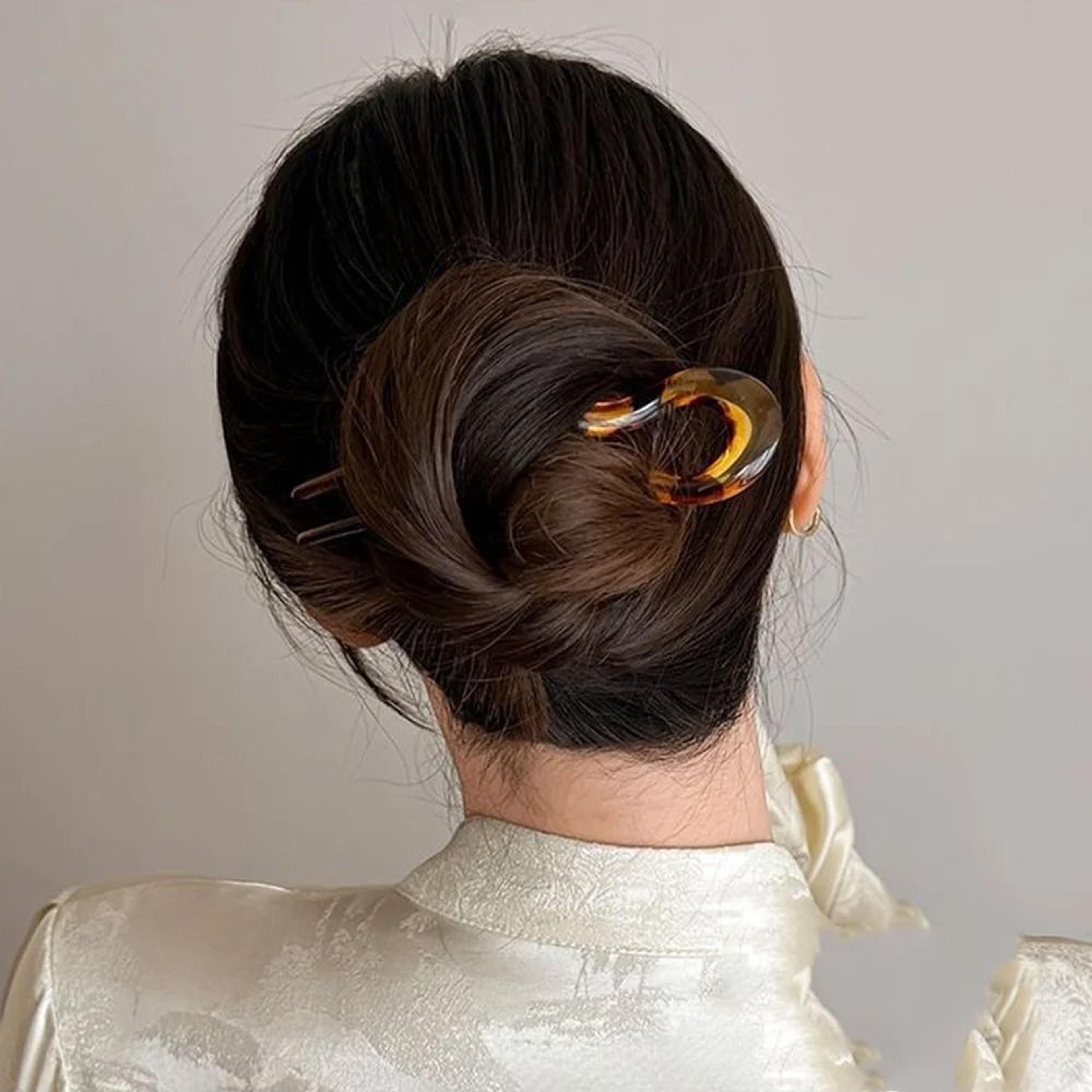 Tortoise Shell Acetate U Shape Hair Fork 1
