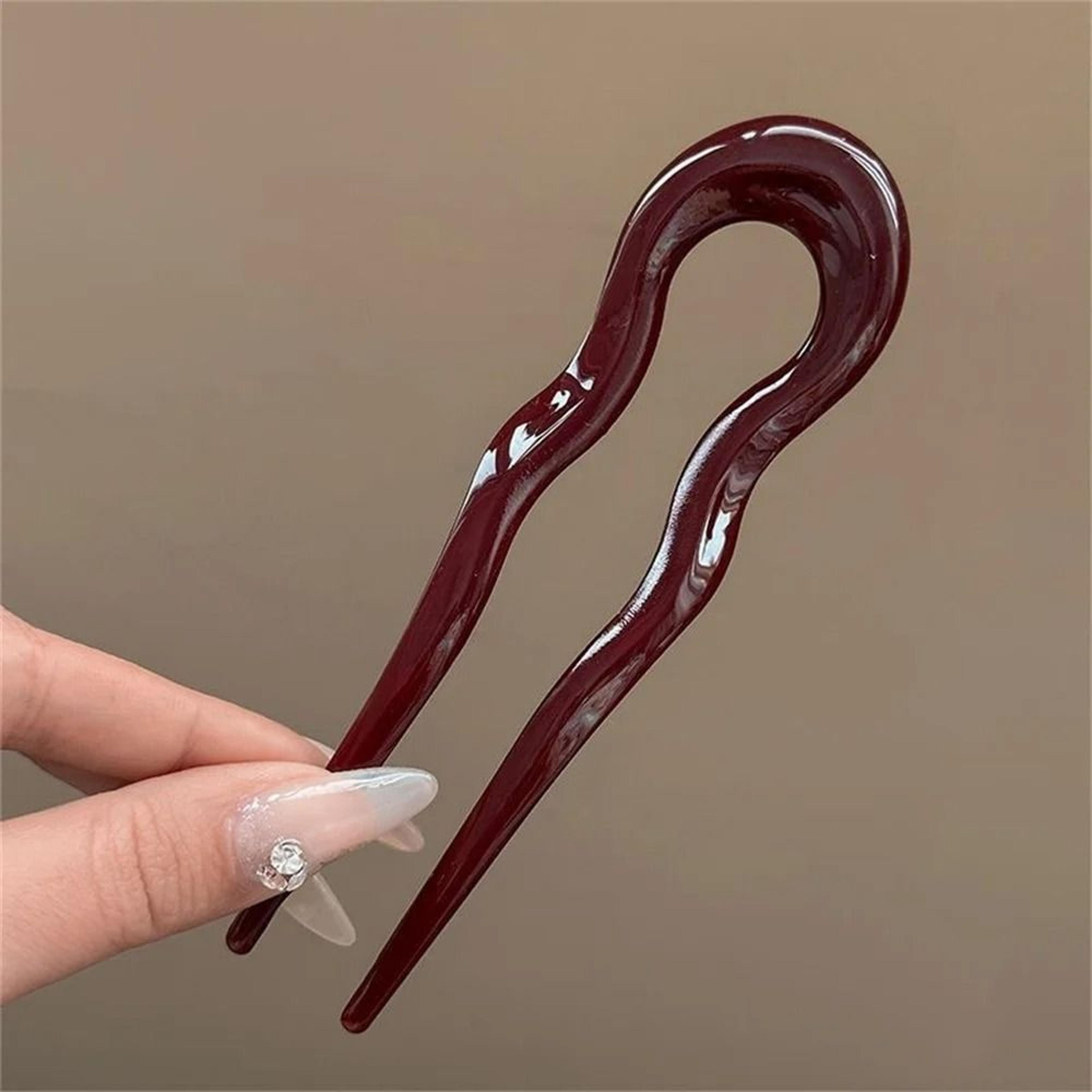 Tortoise Shell Acetate U Shape Hair Fork 6